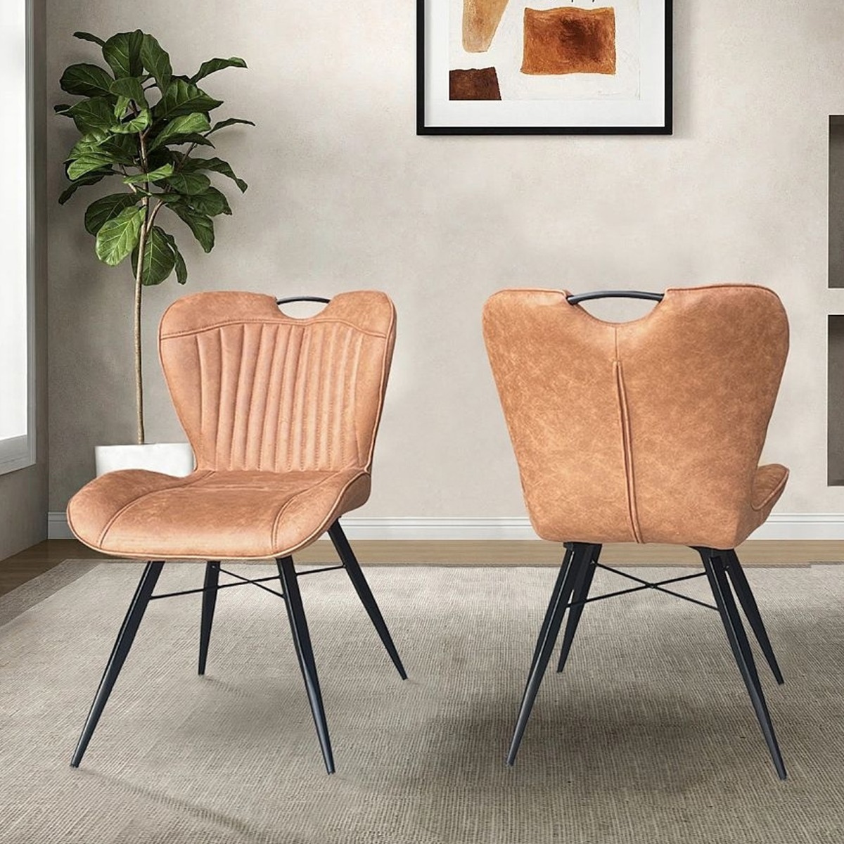 Crosby Camel Fabric Dining Chair Set of 2