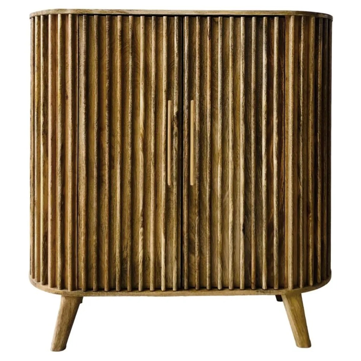 Crosby Mango Wood Slated Design 2 Door Sideboard with Drawer - Light Finish