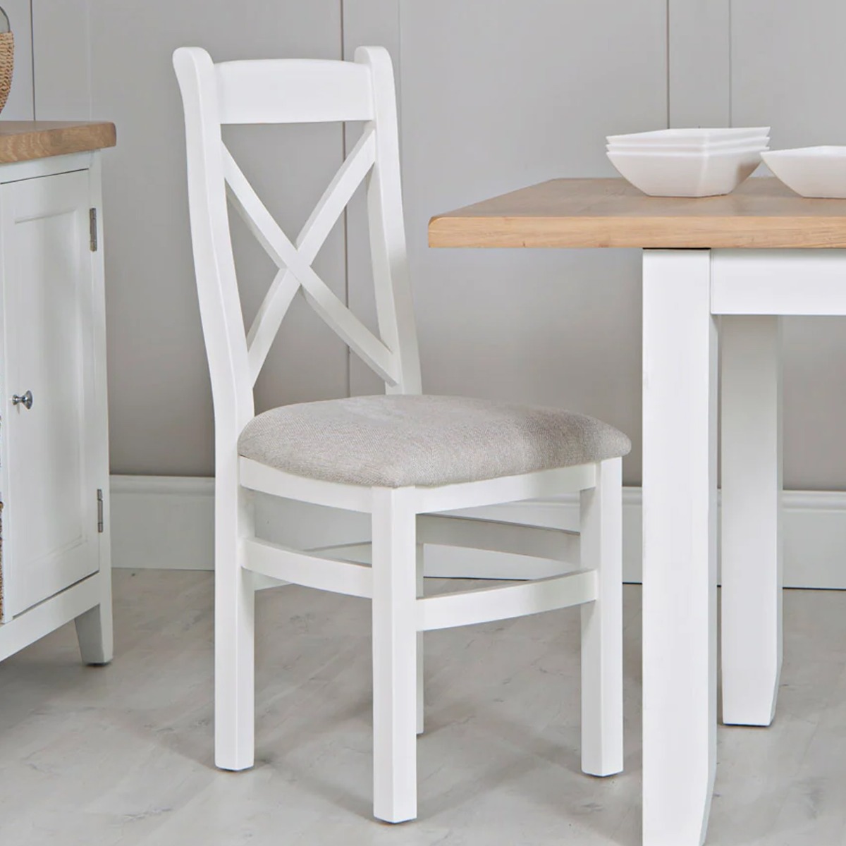 FANSER Cushioned Seat Dining Chair Set of 2 - White