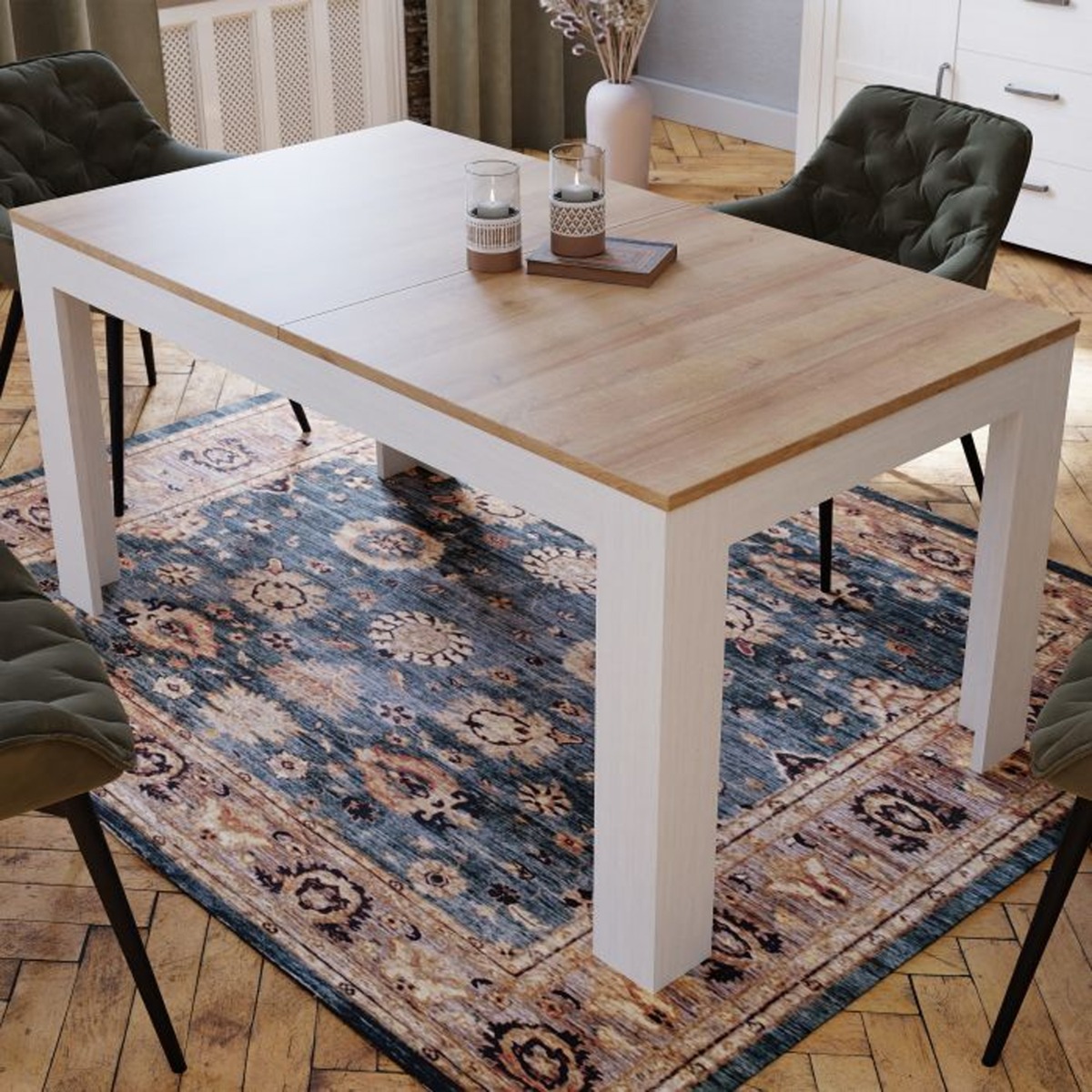 Extending Dining Table 160-207cm - Riviera Oak with White