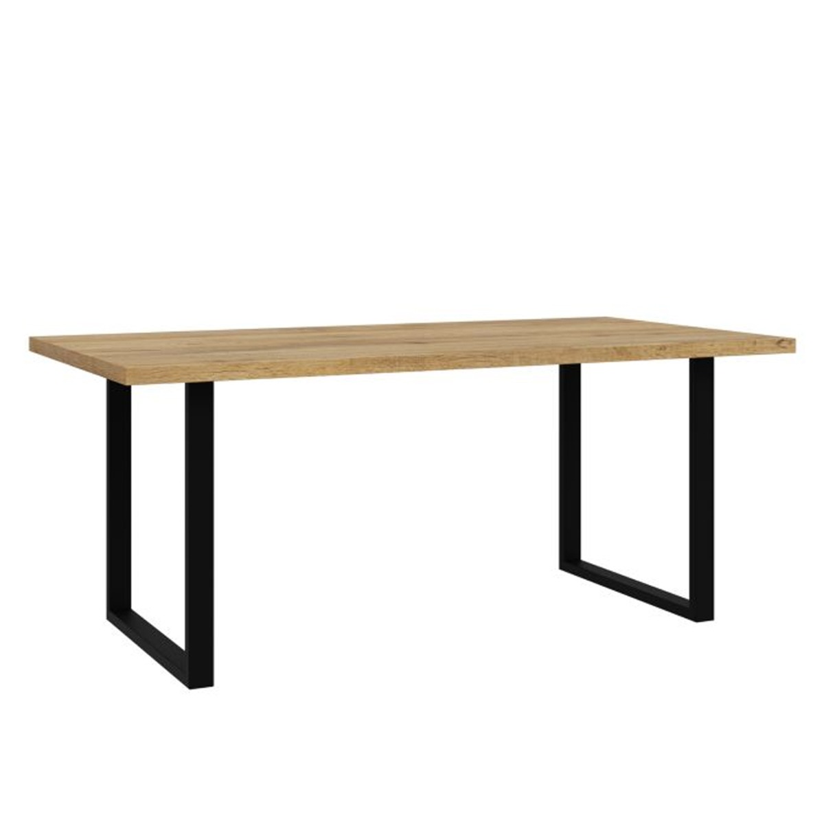 Cherwell Matt Black Metal Frame Dining Table - Oak