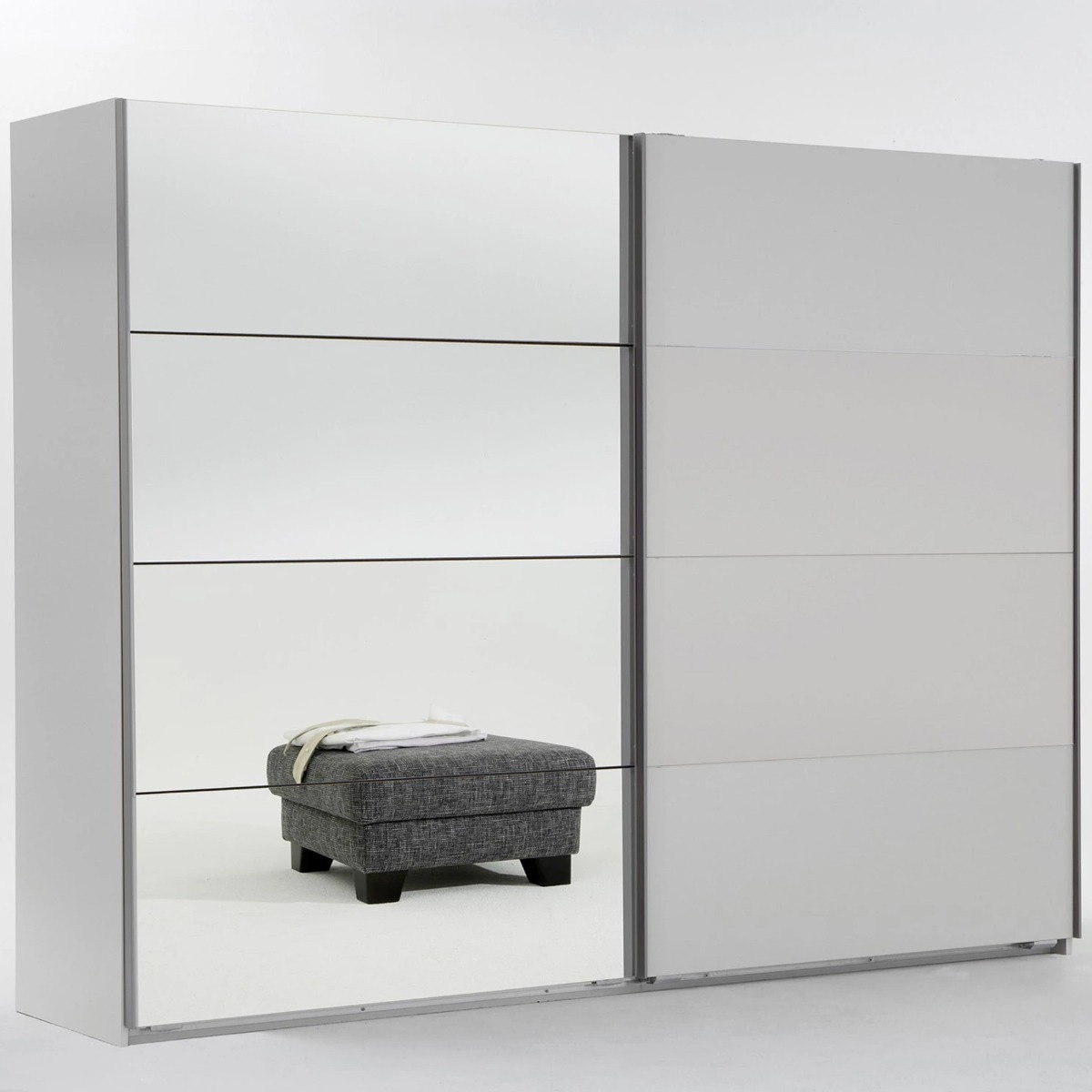 ERASMUS 2 Door Mirrored Sliding Wardrobe White - 225cm