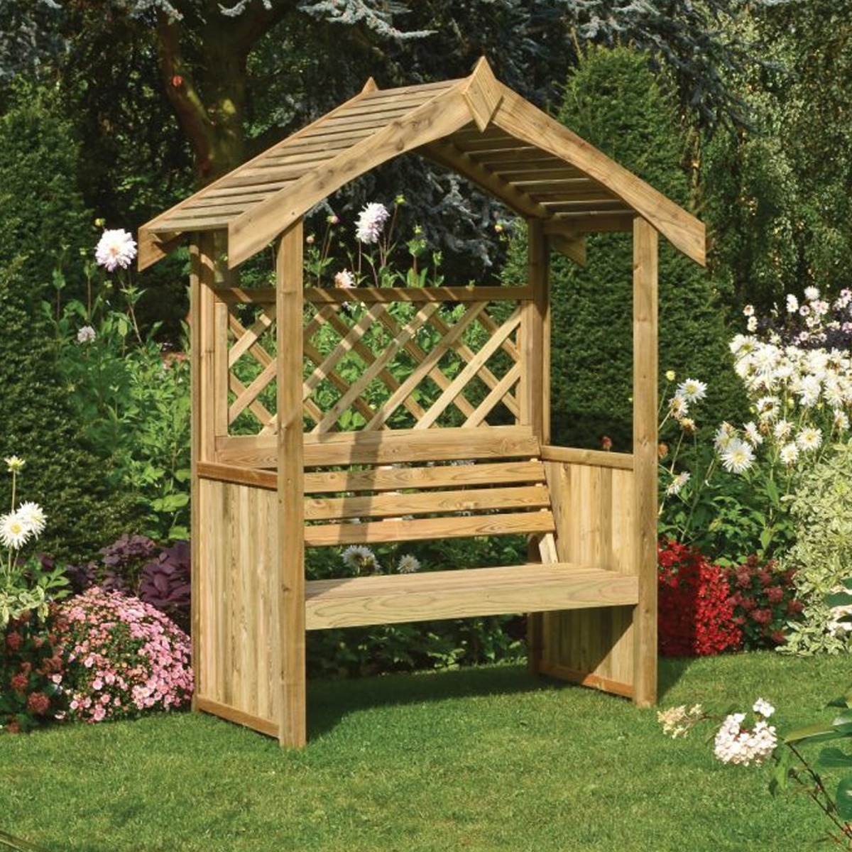 Traditional Style Salisbury 2 Seater Arbour with Open Slatted Roof