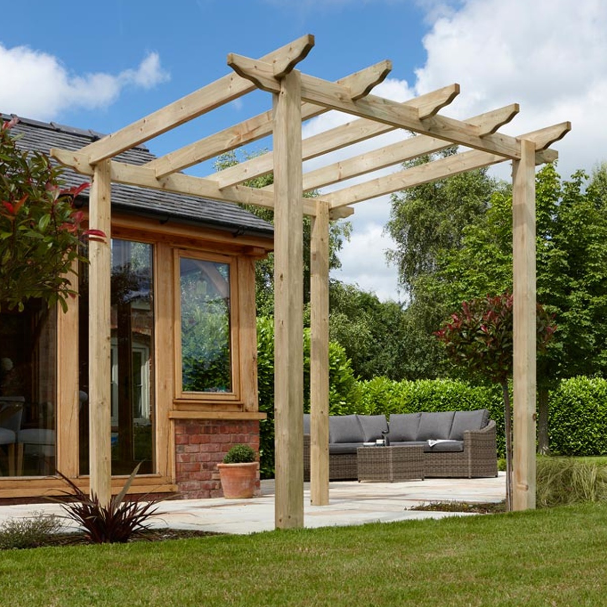 Alex Traditional Pergola with Pressure Treated Timber and Planed Finish