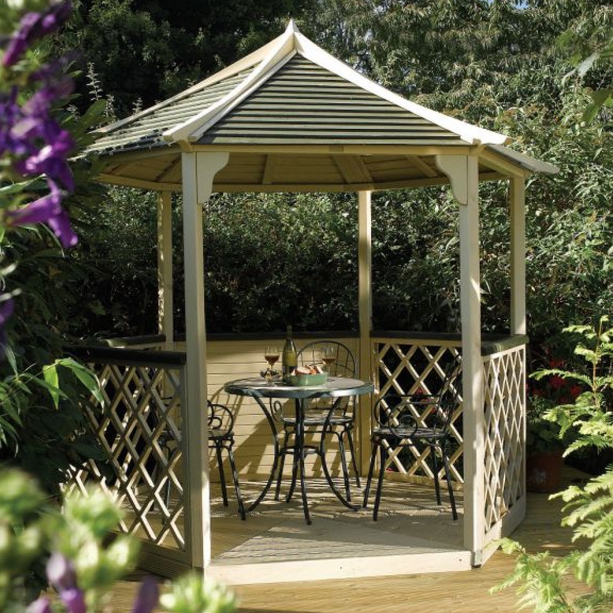 Durable and Stylish Garden Six Sided Wooden Gazebo with Customizable Panels
