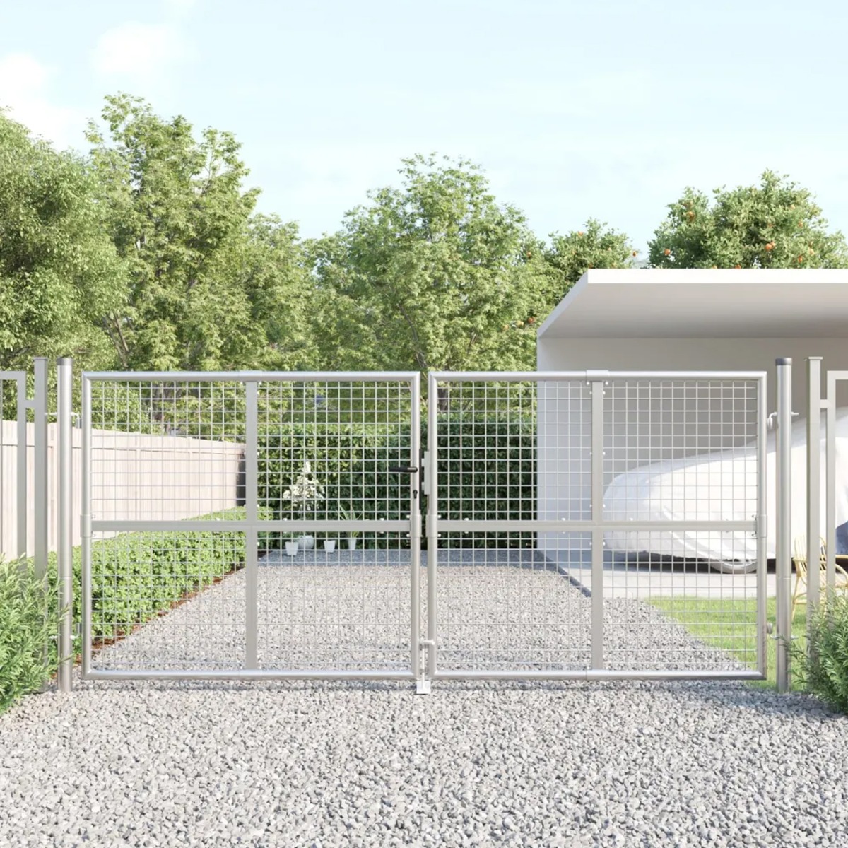 Mesh Garden Gate Silver 300x175cm Galvanised Steel