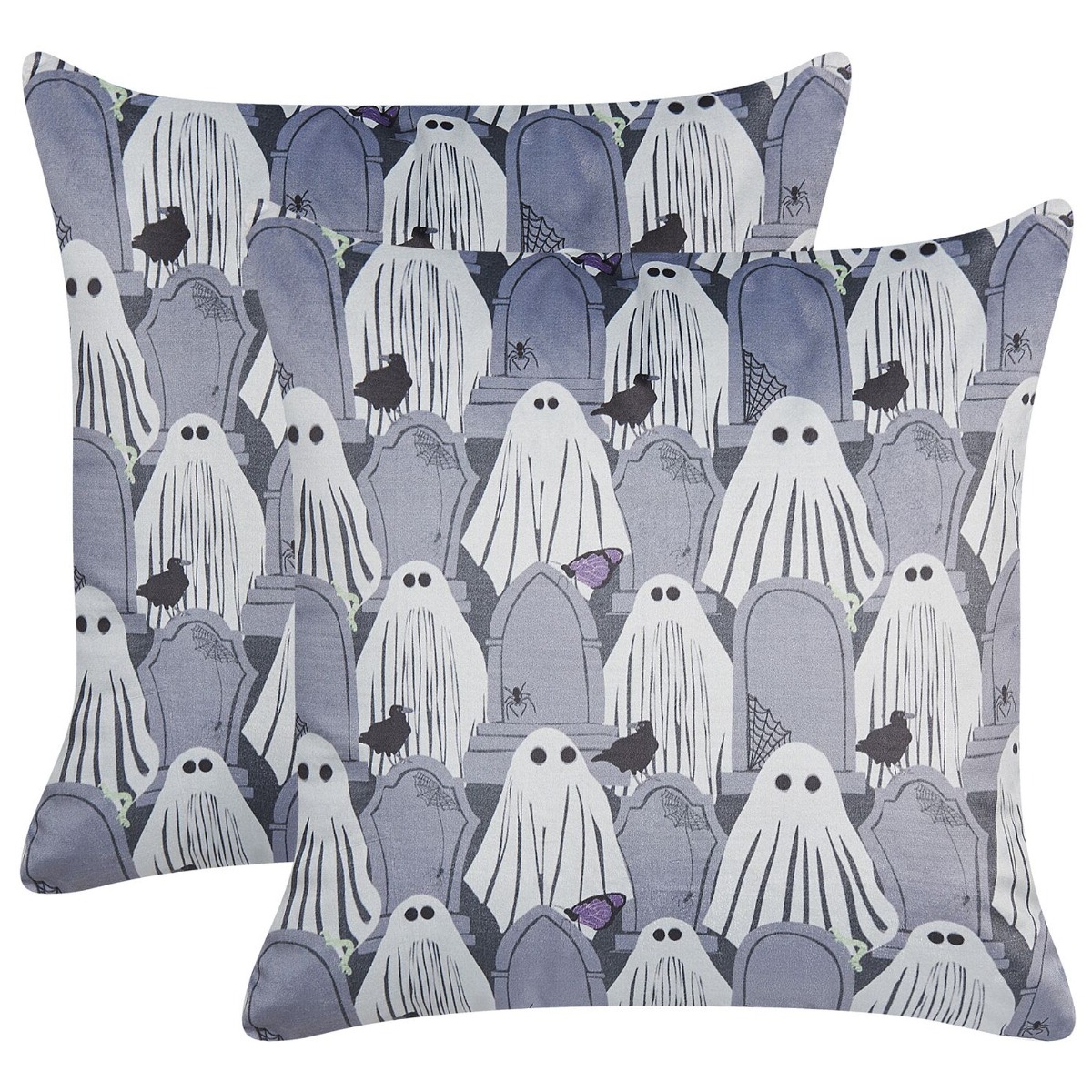 Haunted Spirits Velvet Cushion Set 45x45cm - Grey