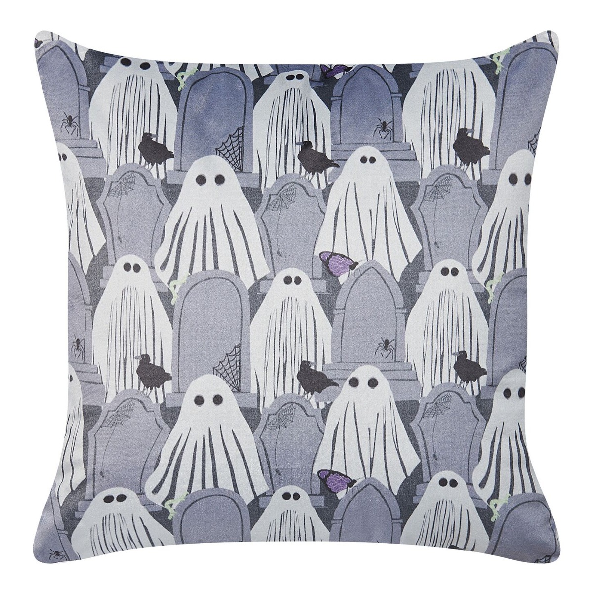 Ghostly Shadows Velvet Cushion 45x45cm - Grey