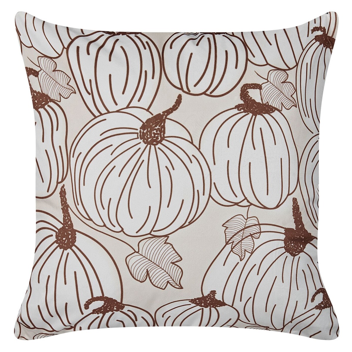Halloween Pumpkin Velvet Cushion 45x45cm - Beige