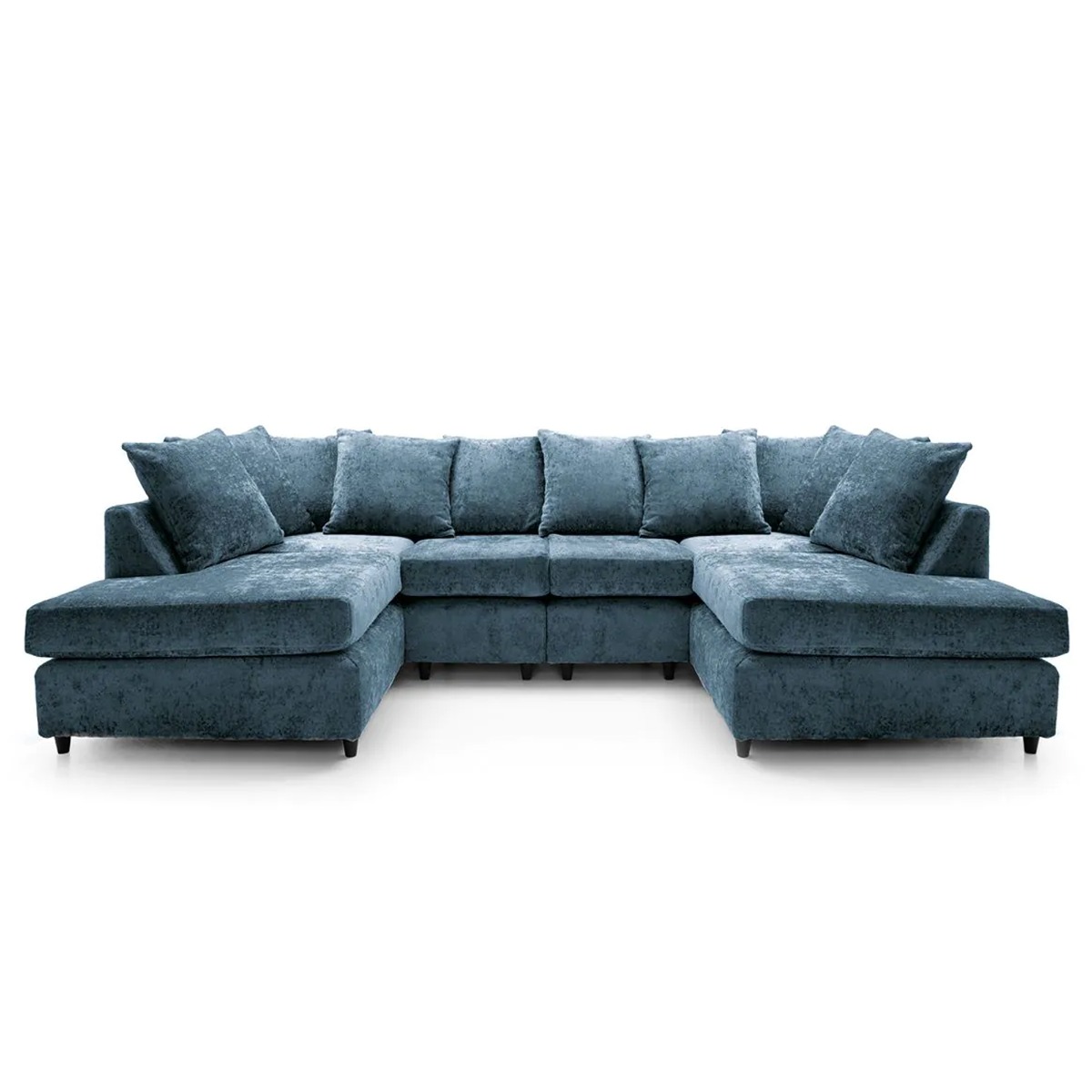HENRY Chenille Fabric 6 Seater Corner Sofa - U Shaped - Dark Blue