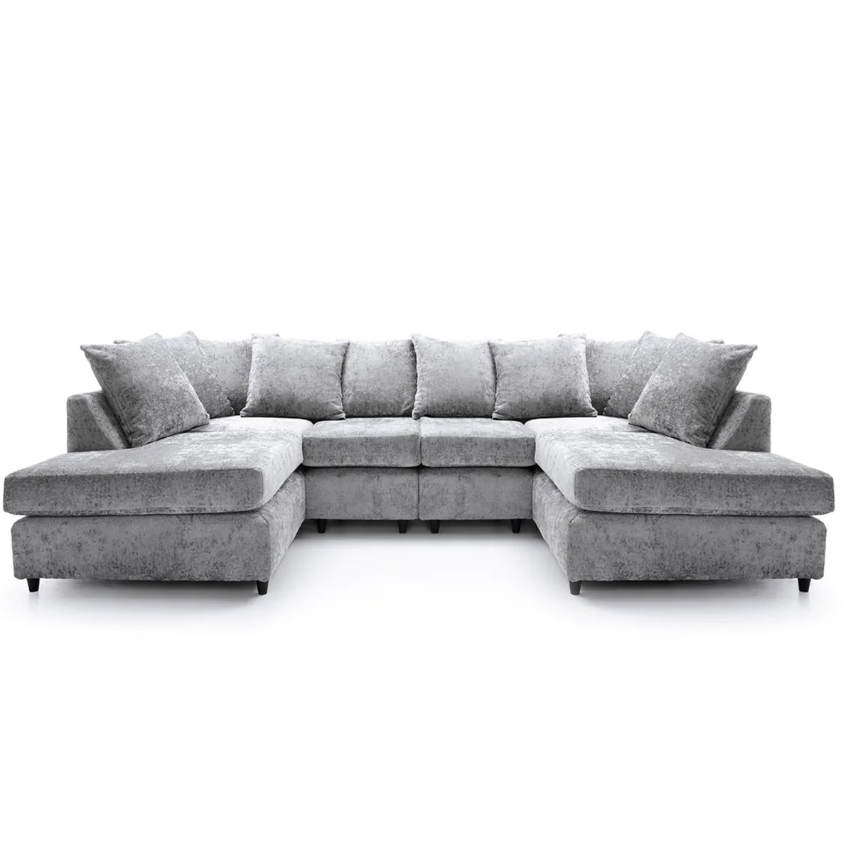 HENRY Chenille Fabric 6 Seater Corner Sofa - U Shaped - Light Grey