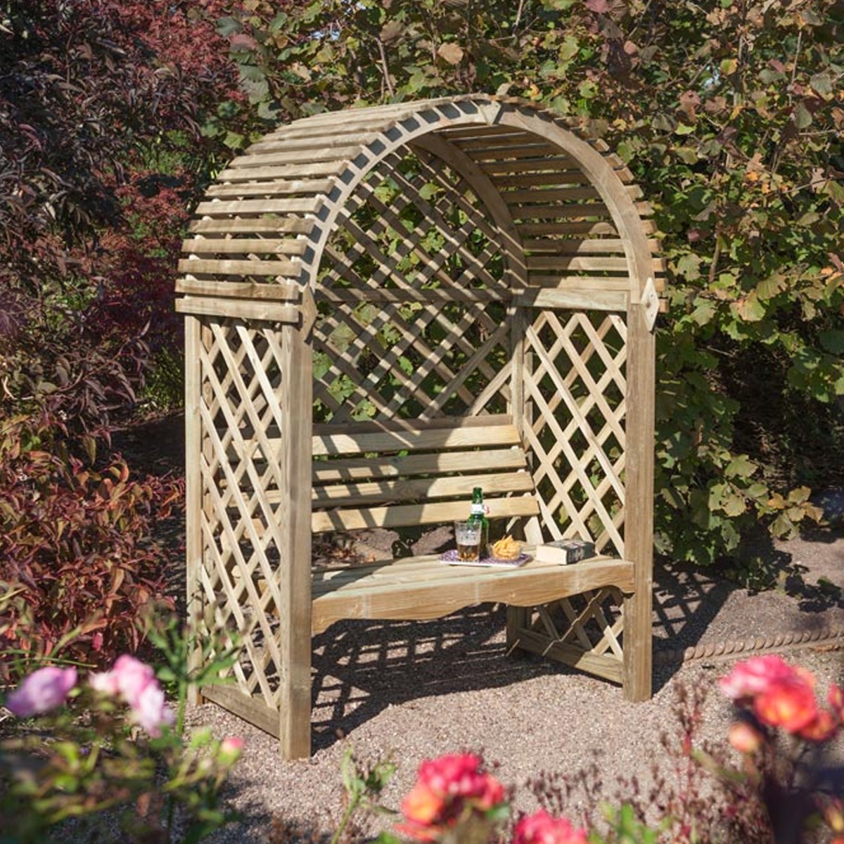 Rowlinson Victoria Arbour with Open Lattice Design and Slatted Roof