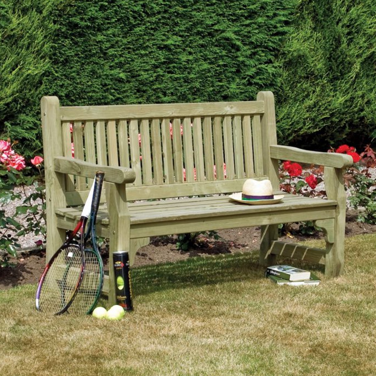 Sturdy Softwood Bench Three Person with Rot Protection- Natural Finish