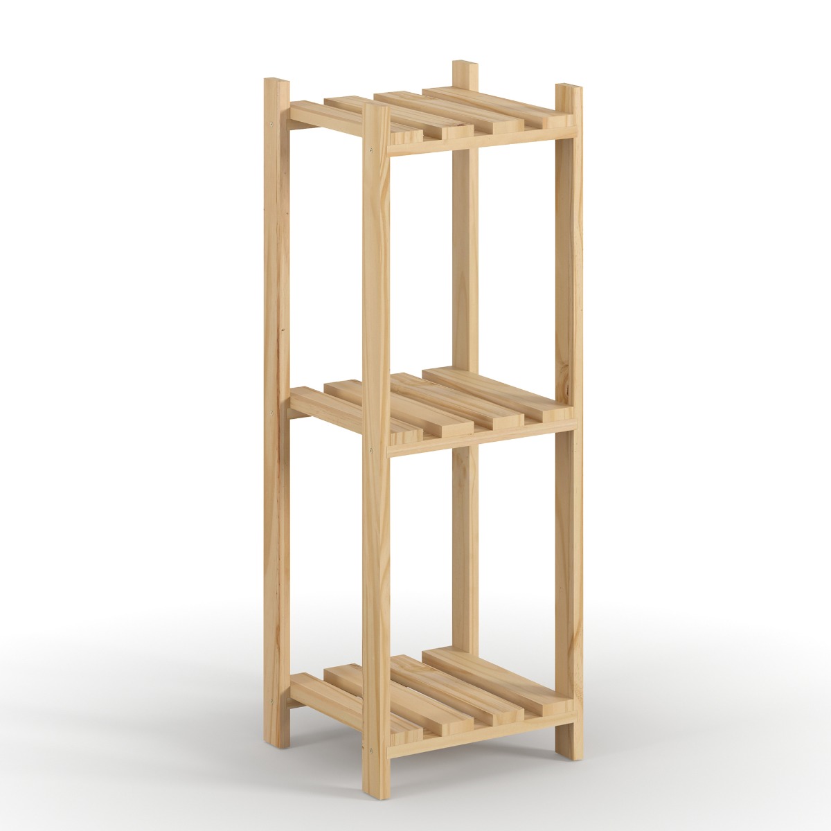 FLEXOR Narrow Storage Unit Wood Slatted Shelving Adjustable Storage - Natural, 29cm