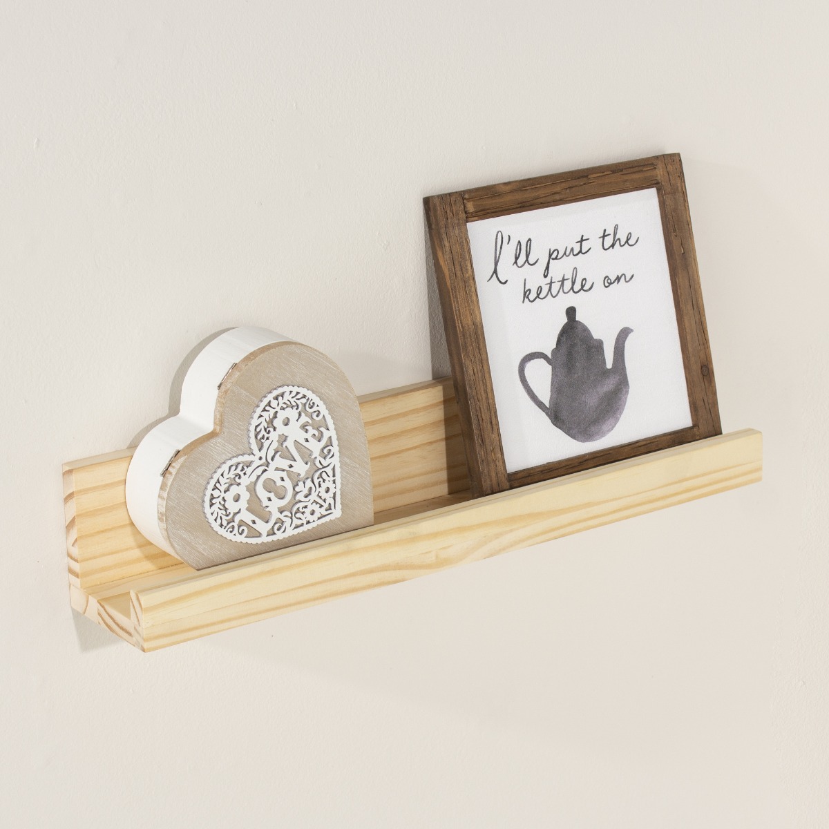 NEXORA 48cm Display Shelf Wood Wall Display Shelf Storage - Natural