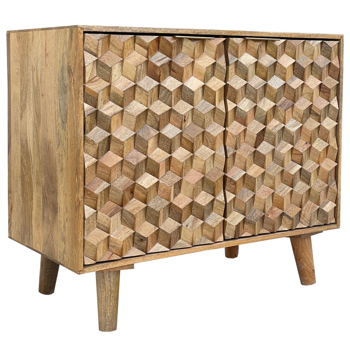 Geometric Design Scandinavian Style Legs Small Sideboard with 2 Doors - Brown