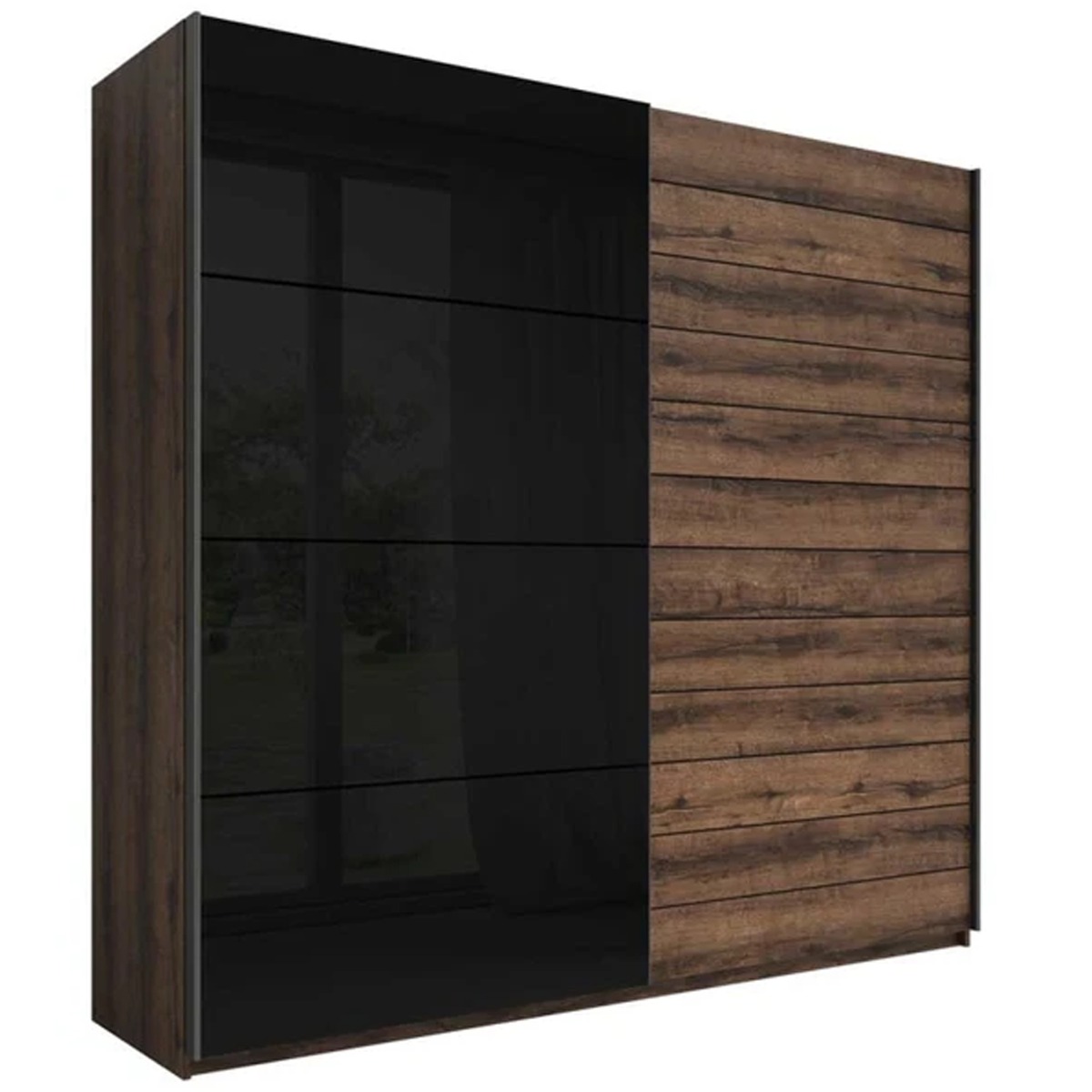GALVIN 2 Door Sliding Wardrobe Oak and Black - 200cm
