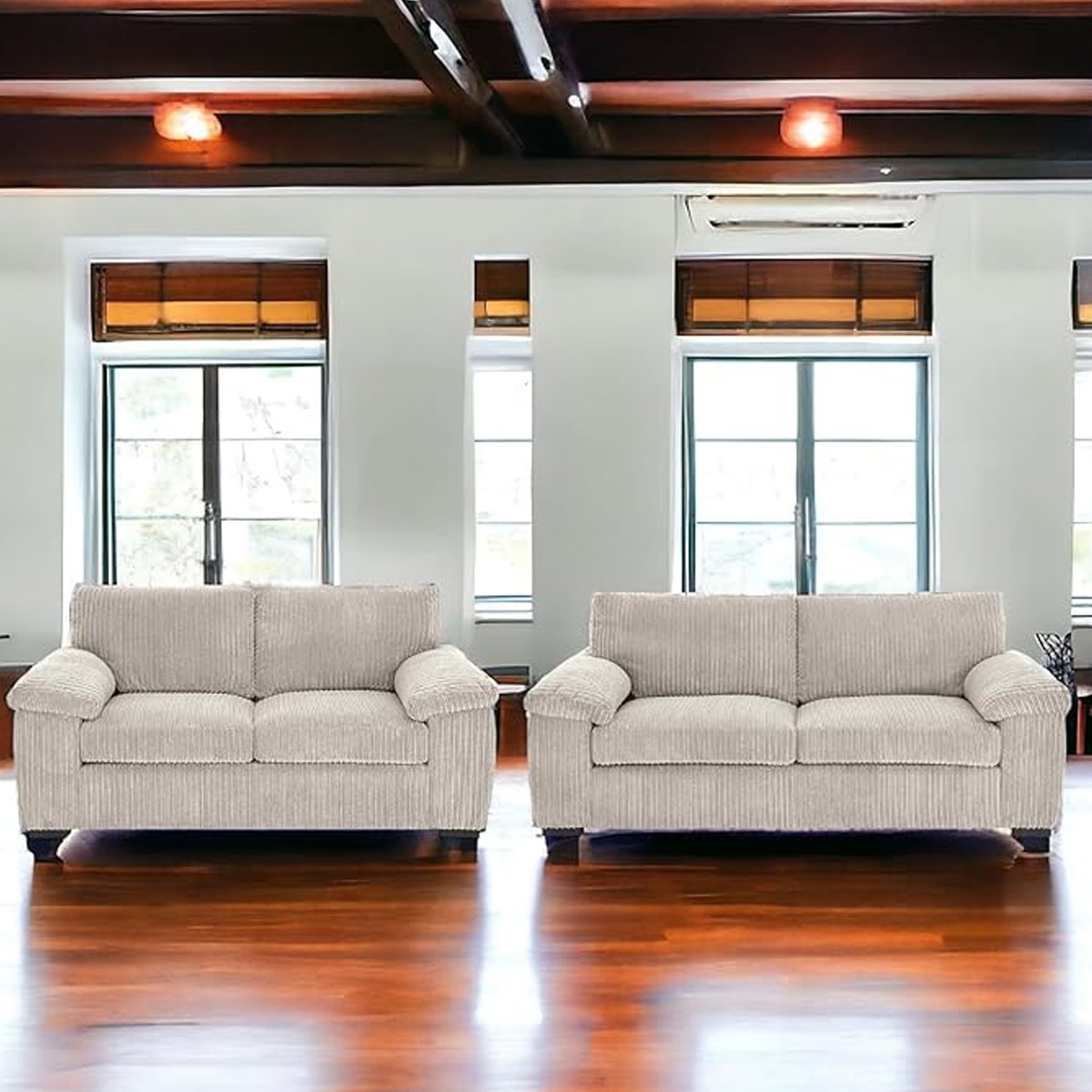 CORDURA Jumbo Cord Fullback 3 and 2 Seater Sofa Set - Cream
