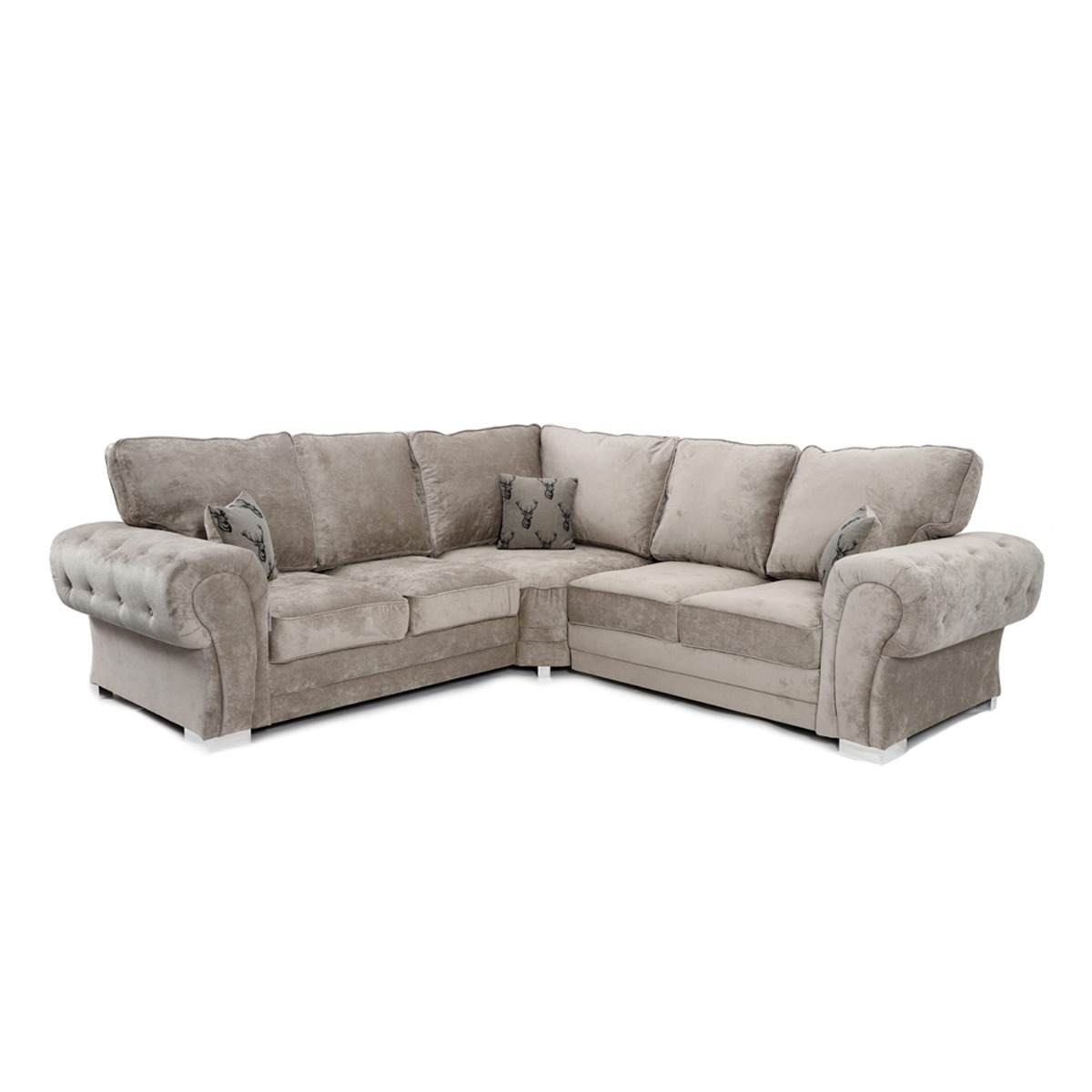VERONA Fabric 5 Seater Fullback Corner Sofa - L Shaped - Mink