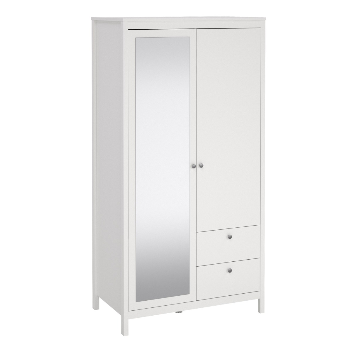 MEMPHIS 2 Door Wardrobe with 2 Drawers White - 102.3cm
