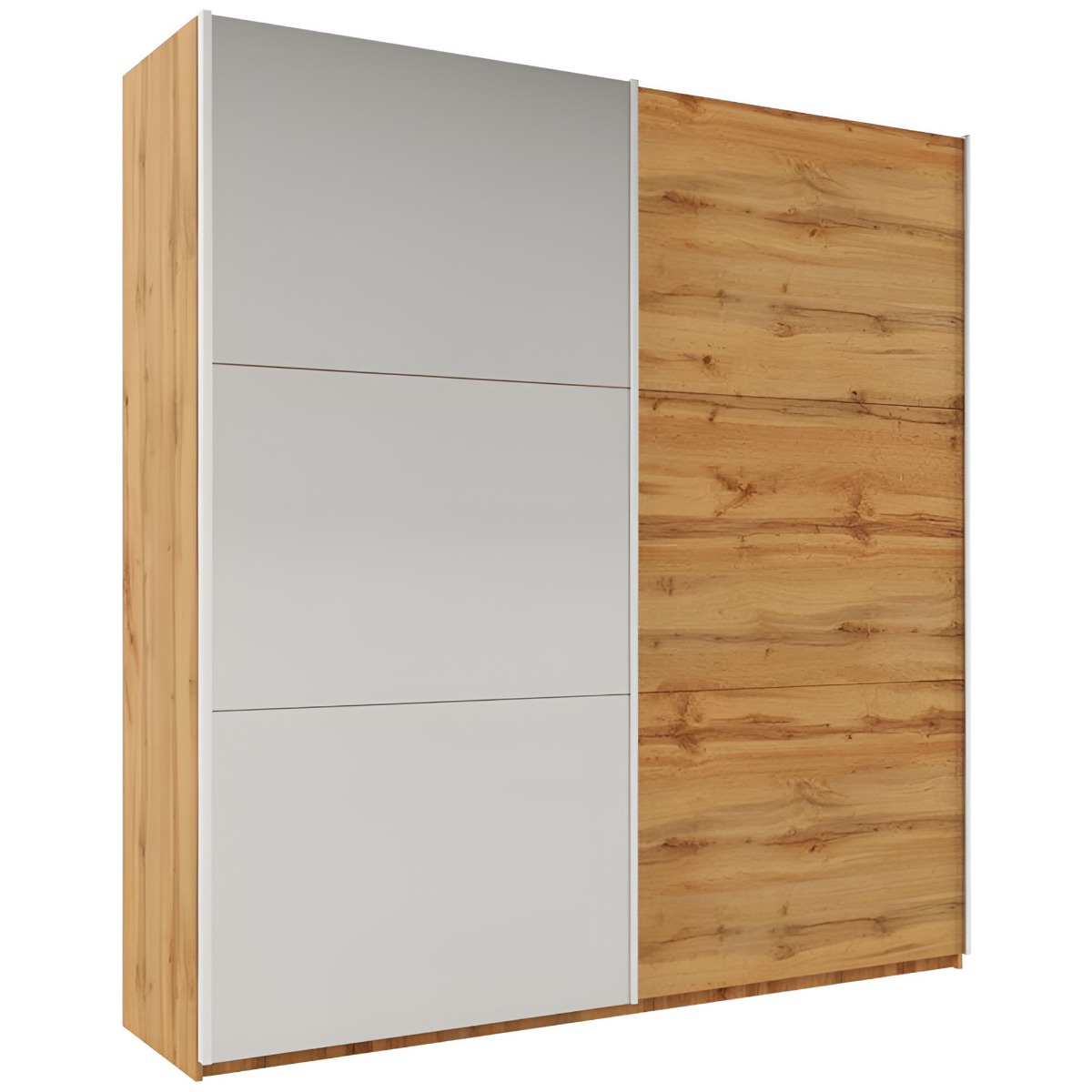 WINFAIR 2 Door Mirrored Sliding Wardrobe Oak - 225cm