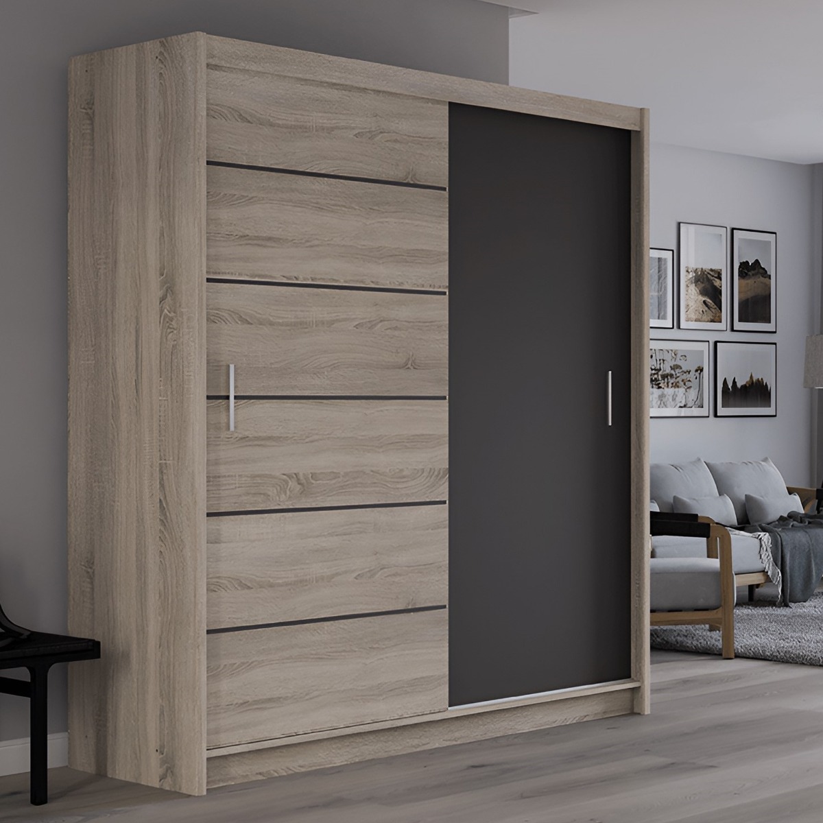 MAIDSTONE 2 Door Sliding Wardrobe Brown - 203cm