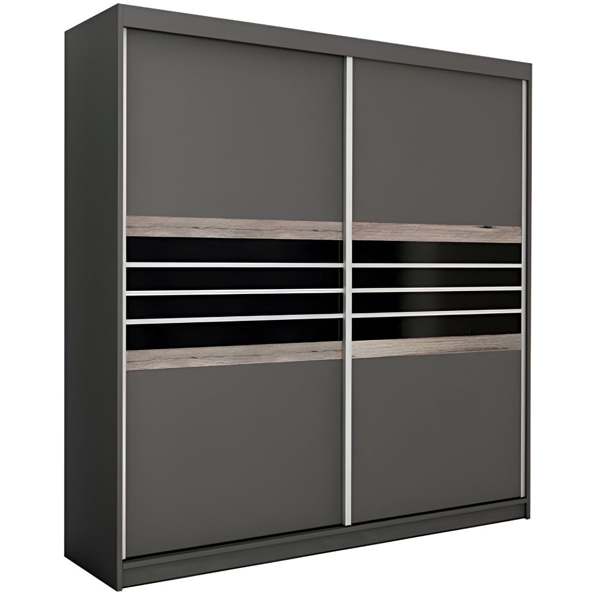 DACORUM 2 Door Sliding Wardrobe Black - 203cm