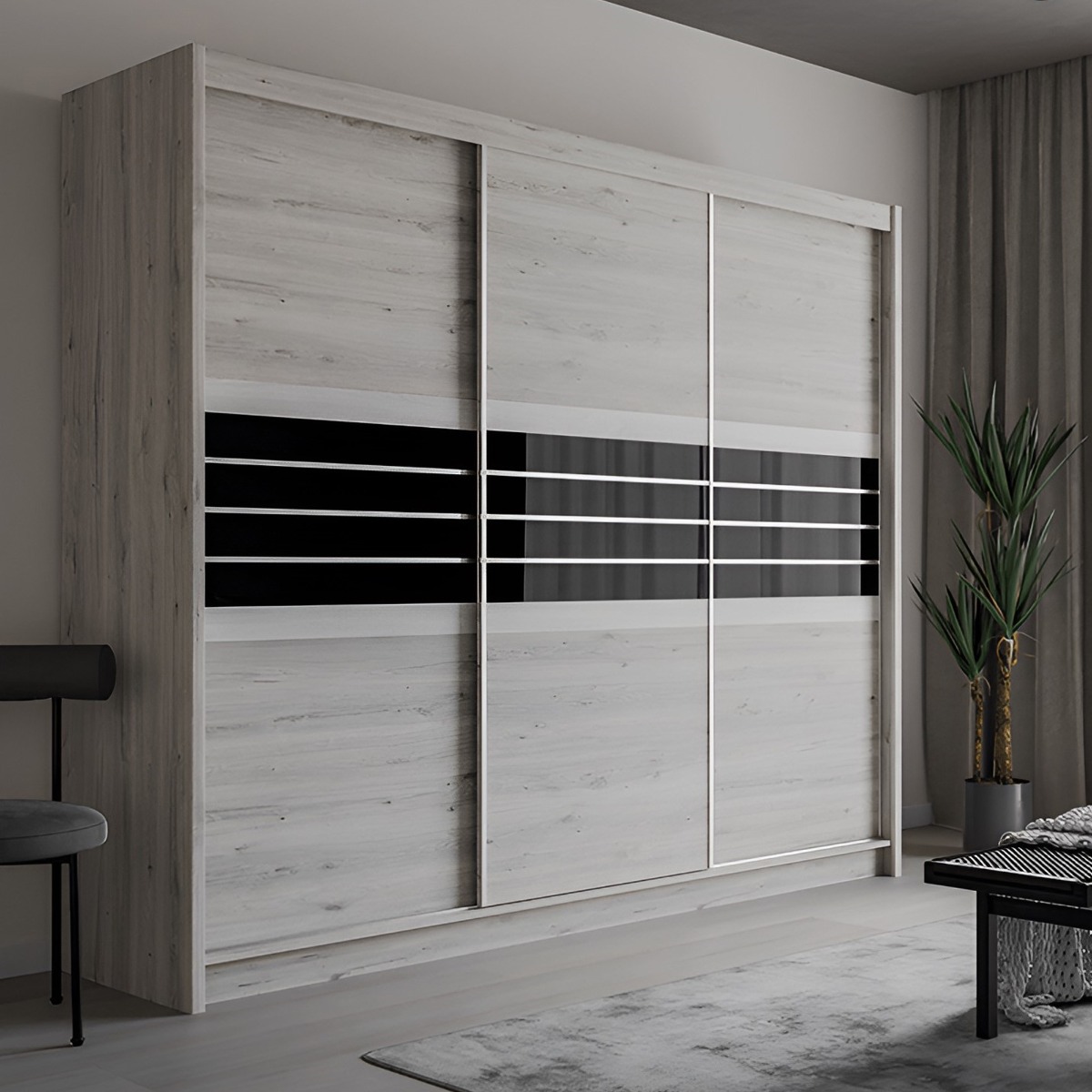 DACORUM 3 Door Sliding Wardrobe Oak Craft - 250cm