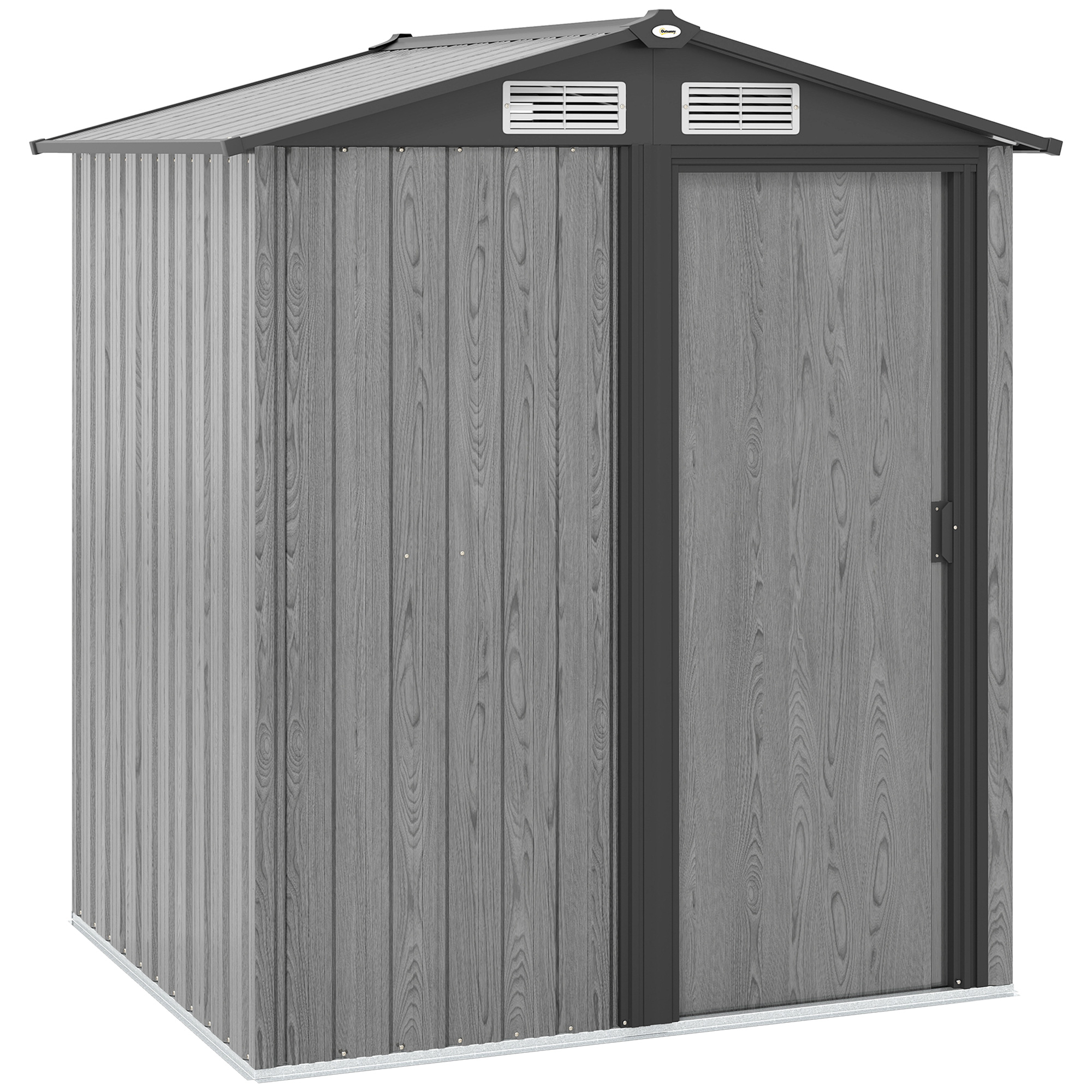 SUNVISTA 4.3 x 5ft Outdoor Garden Storage Shed Grey Wood Effect