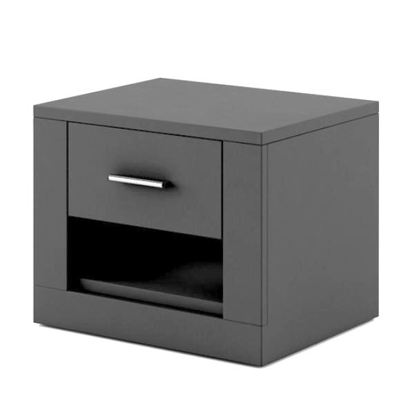 Bedside Table - BRAVO-07 1 Drawer Nightstand Grey 50cm