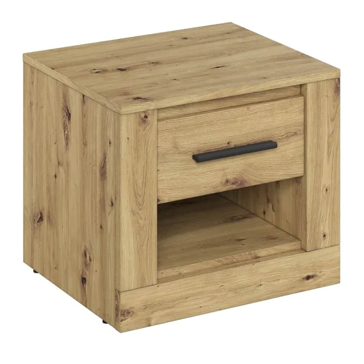 Bedside Table - BRAVO 1 Drawer Nightstand Oak Artisan 50cm