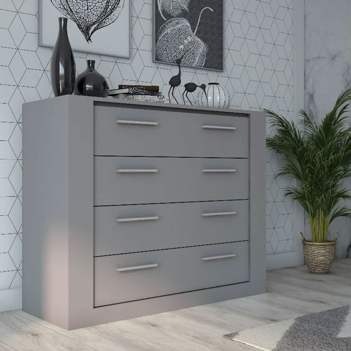 INNISFAIL Grey Chest of Drawers - Medium-sized, 4 Drawers