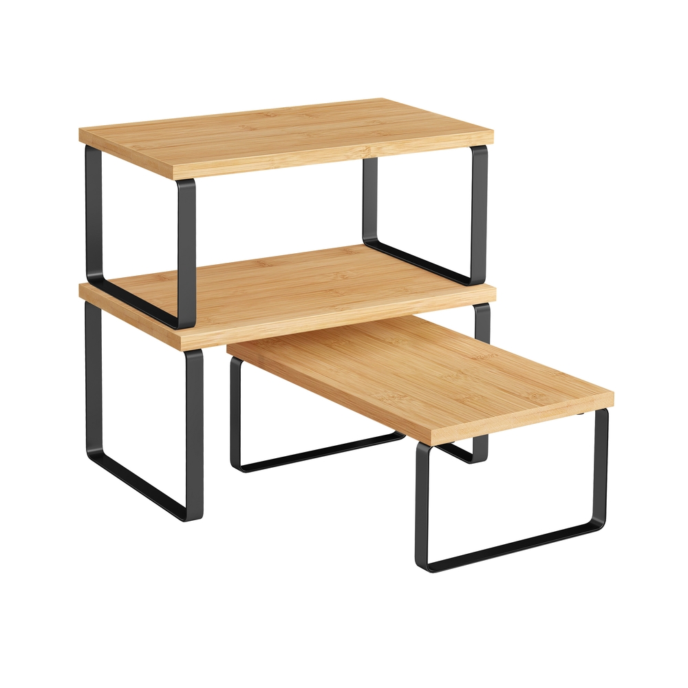 FENWELL Kitchen Cabinet Organiser Set of 3 - Brown and Black