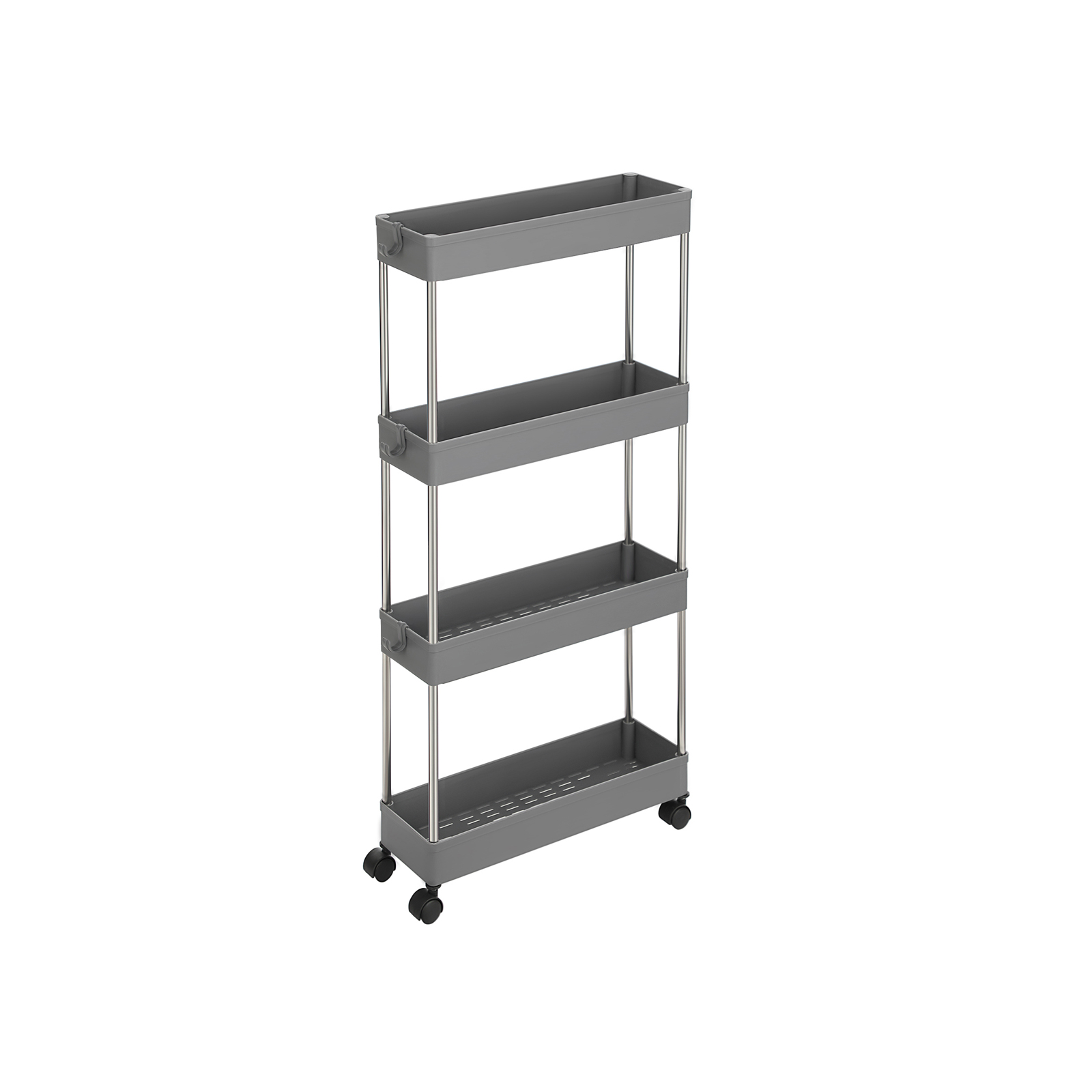 Grey 4-Tier Slim Plastic Storage Cart