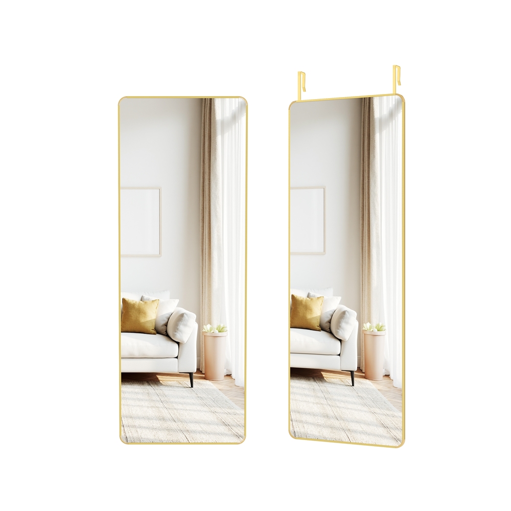 ROWANSHIRE Arched Full Length Mirror for Over the Door and Wall Mounting - Gold