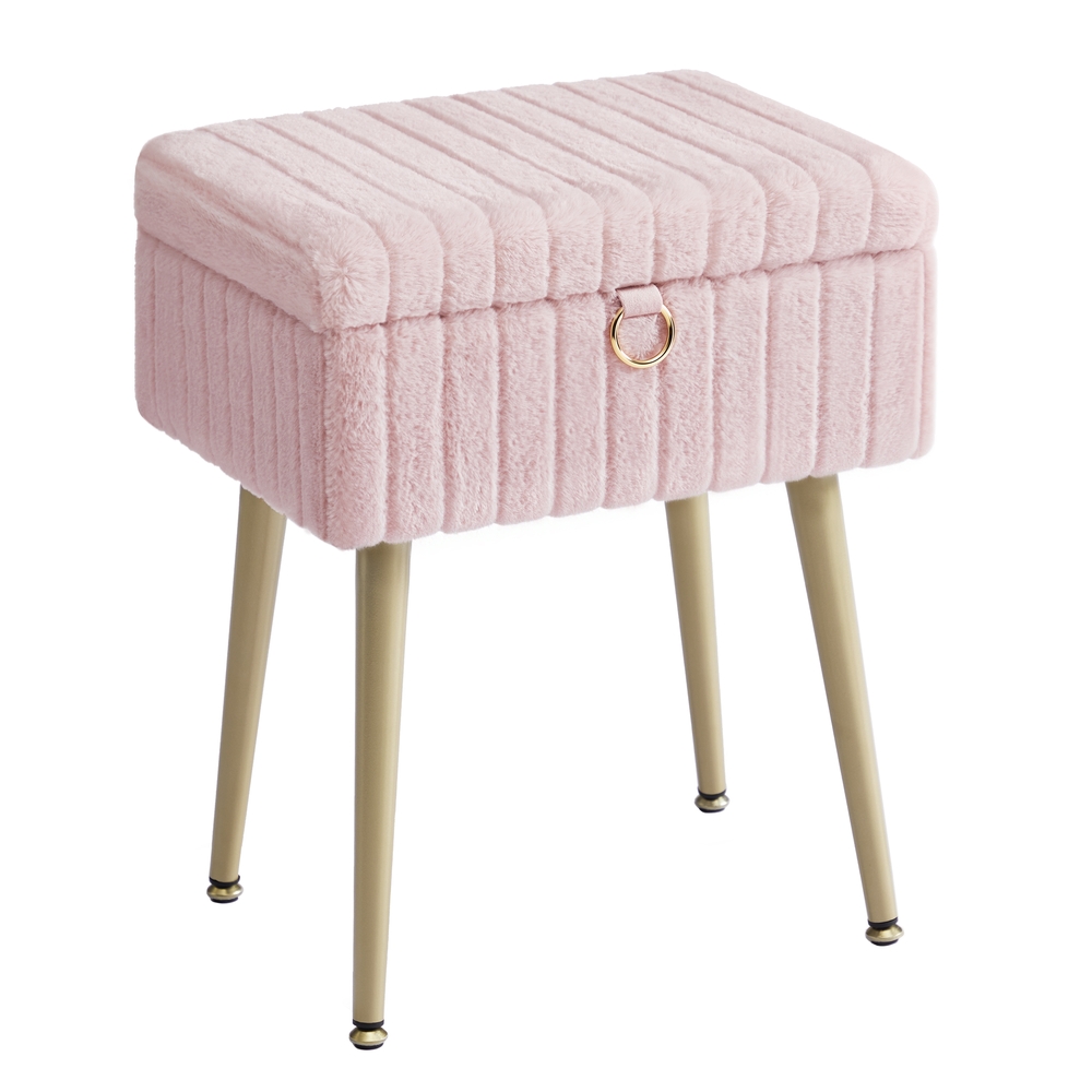 OXGATE Vanity Stool with Storage - Jelly Pink