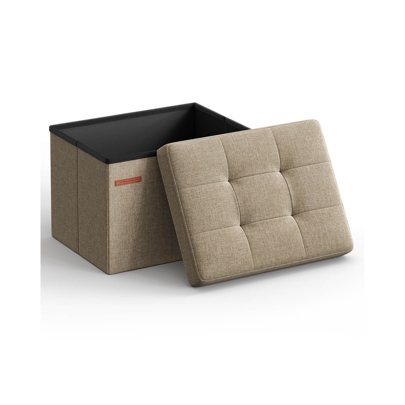 Ottoman Foot Rest - VELSO Foldable Small Storage Ottoman - Camel Brown