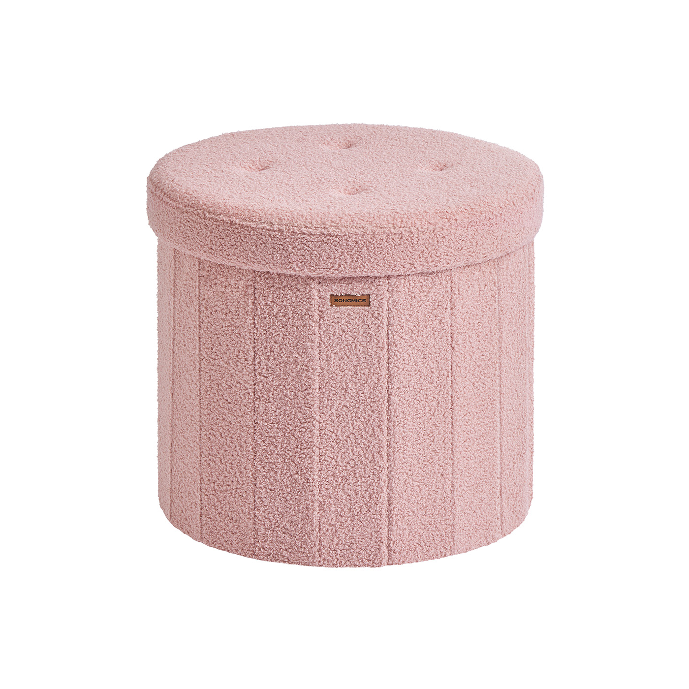 Storage Ottoman Stool - VELSO Round Foldable Storage Ottoman with Removable Lid - Jelly Pink