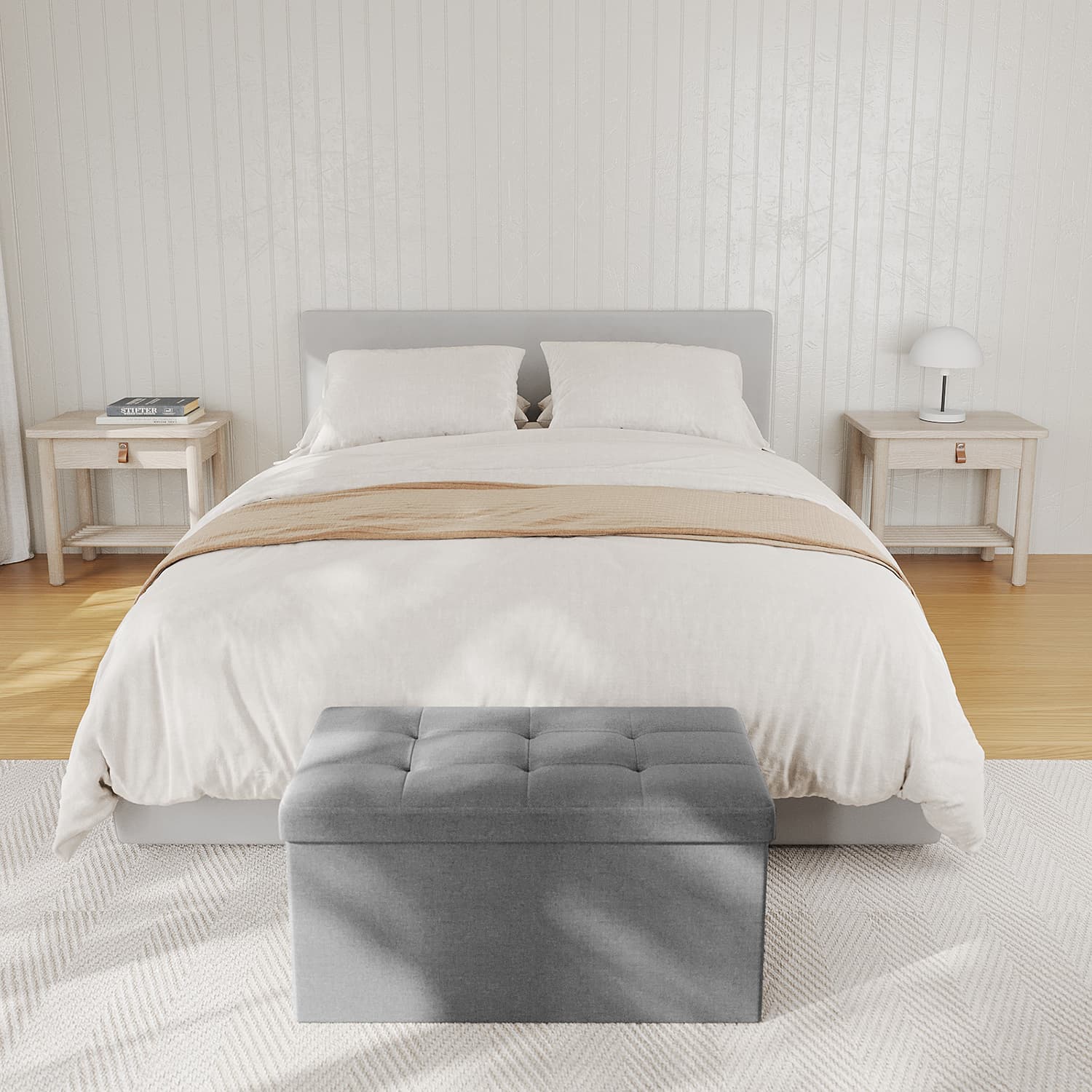 Storage Bench - VIVRAH Small Storage Ottoman End of Bed Bench - Grey