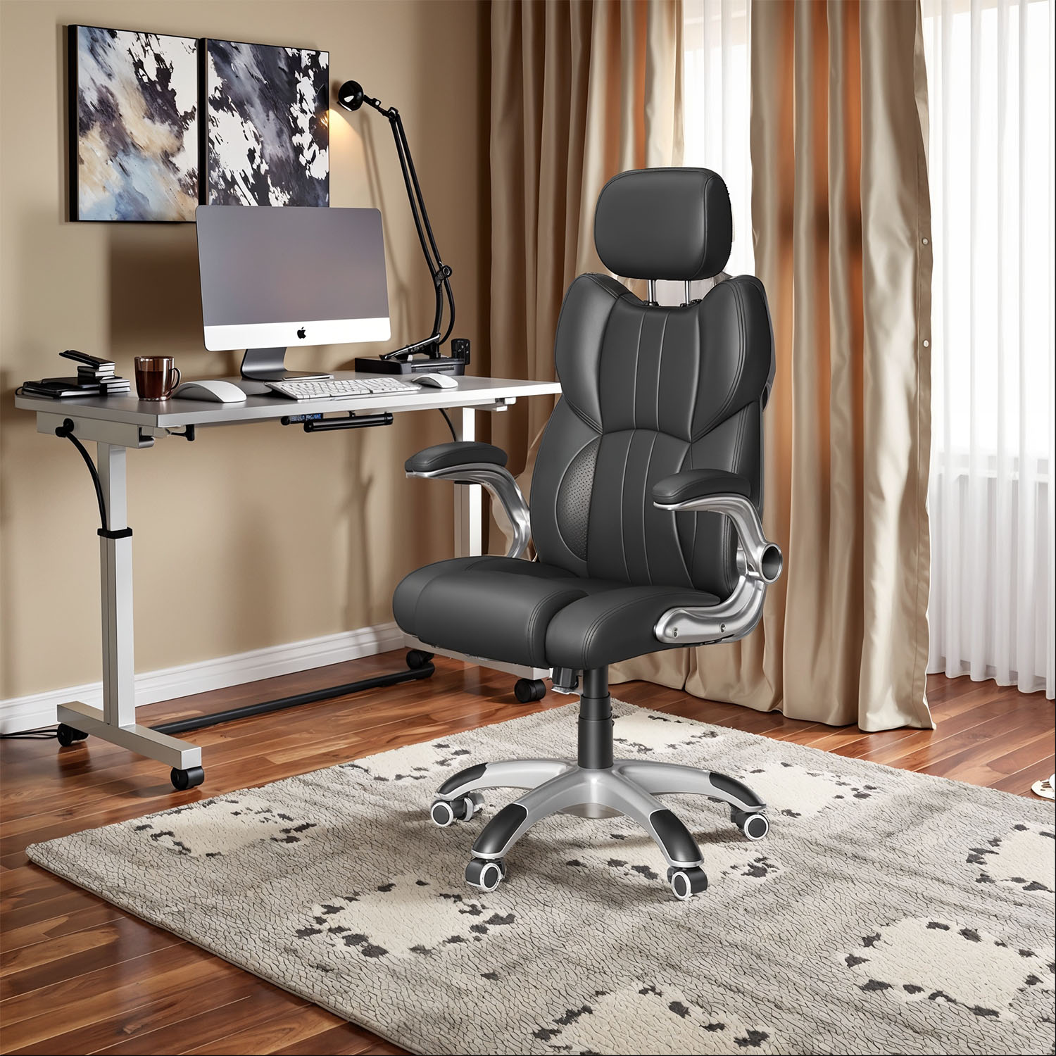 Gaming Chair - ORANIA Ergonomic Office Chair with Adjustable Headrest - Vintage Brown