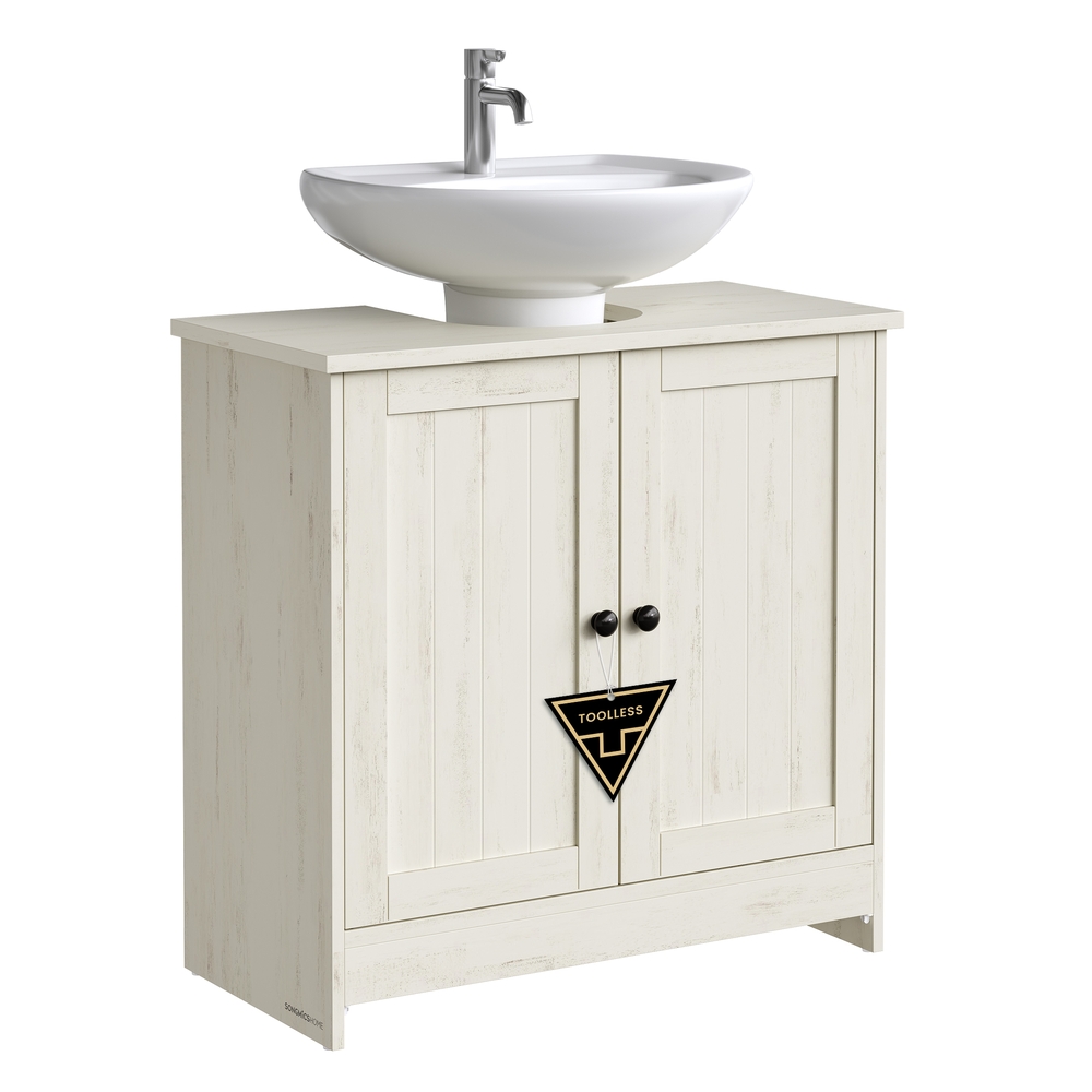 ASNABE Under Sink Bathroom Cabinet - Rustic White