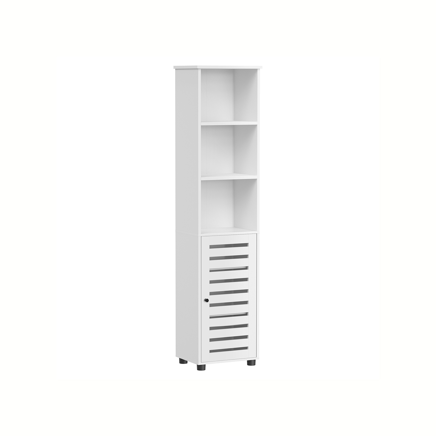Bathroom Cabinet - GRASO Floor Storage Open Compartment - White