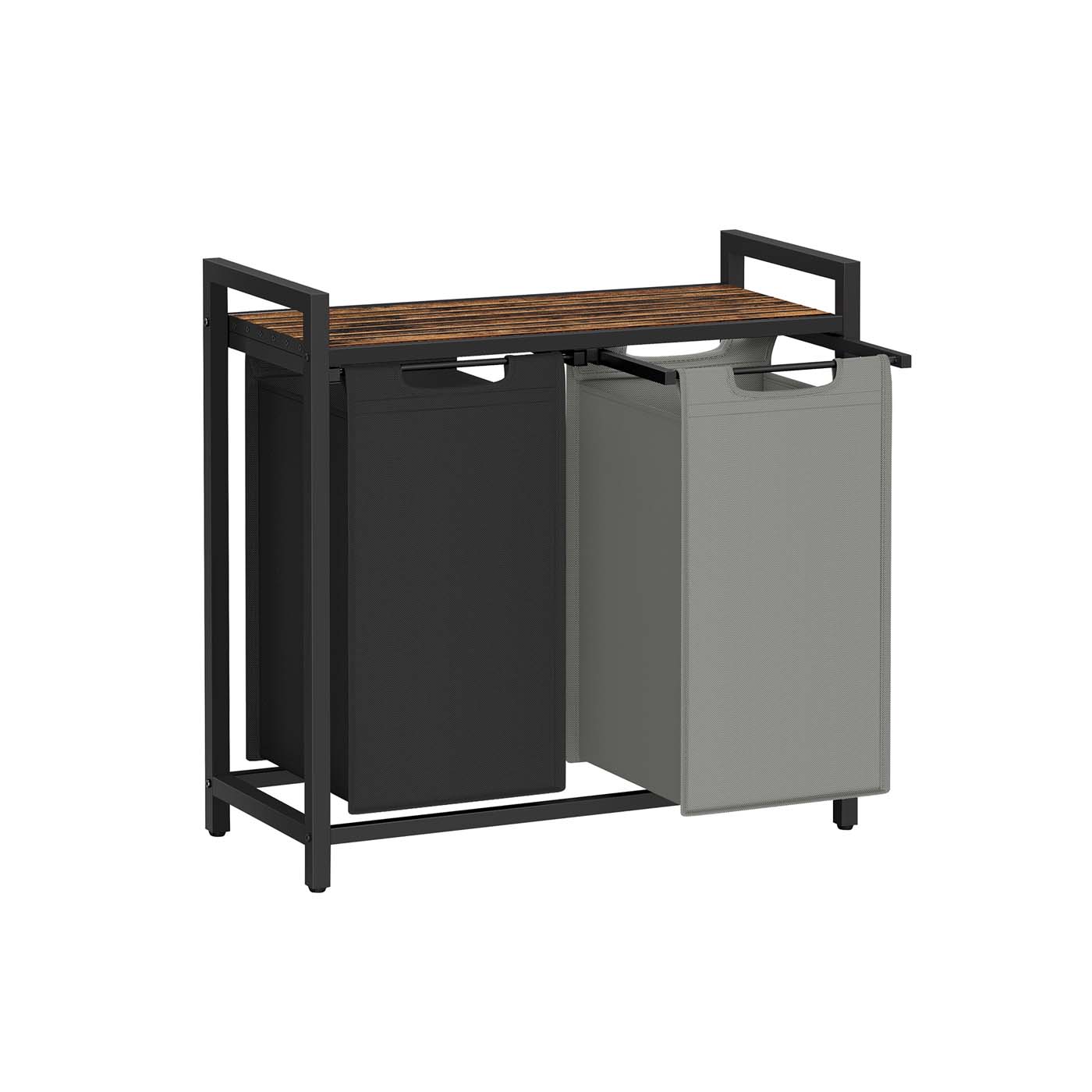 Laundry Hamper - ZARDA 2 Compartment Rustic Brown