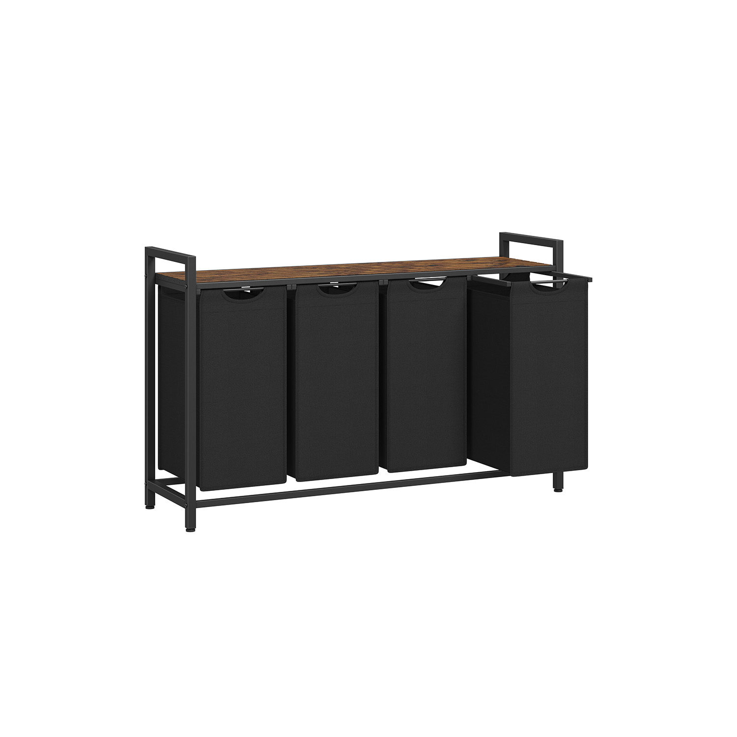Laundry Basket - FINNA 4 Compartment Rustic Brown and Black
