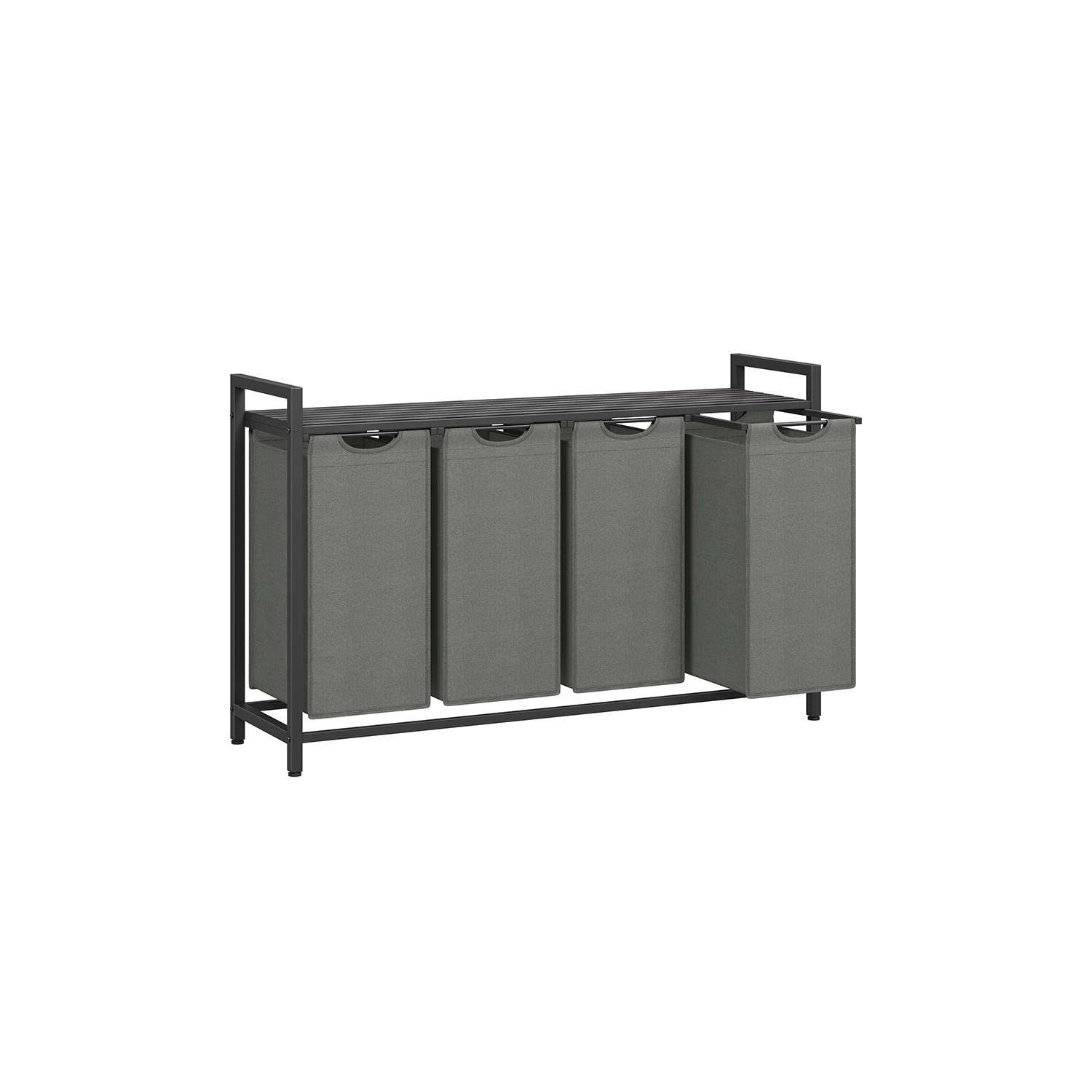 Laundry Basket - FINNA 4 Compartment with Divider - Black and Slate Grey