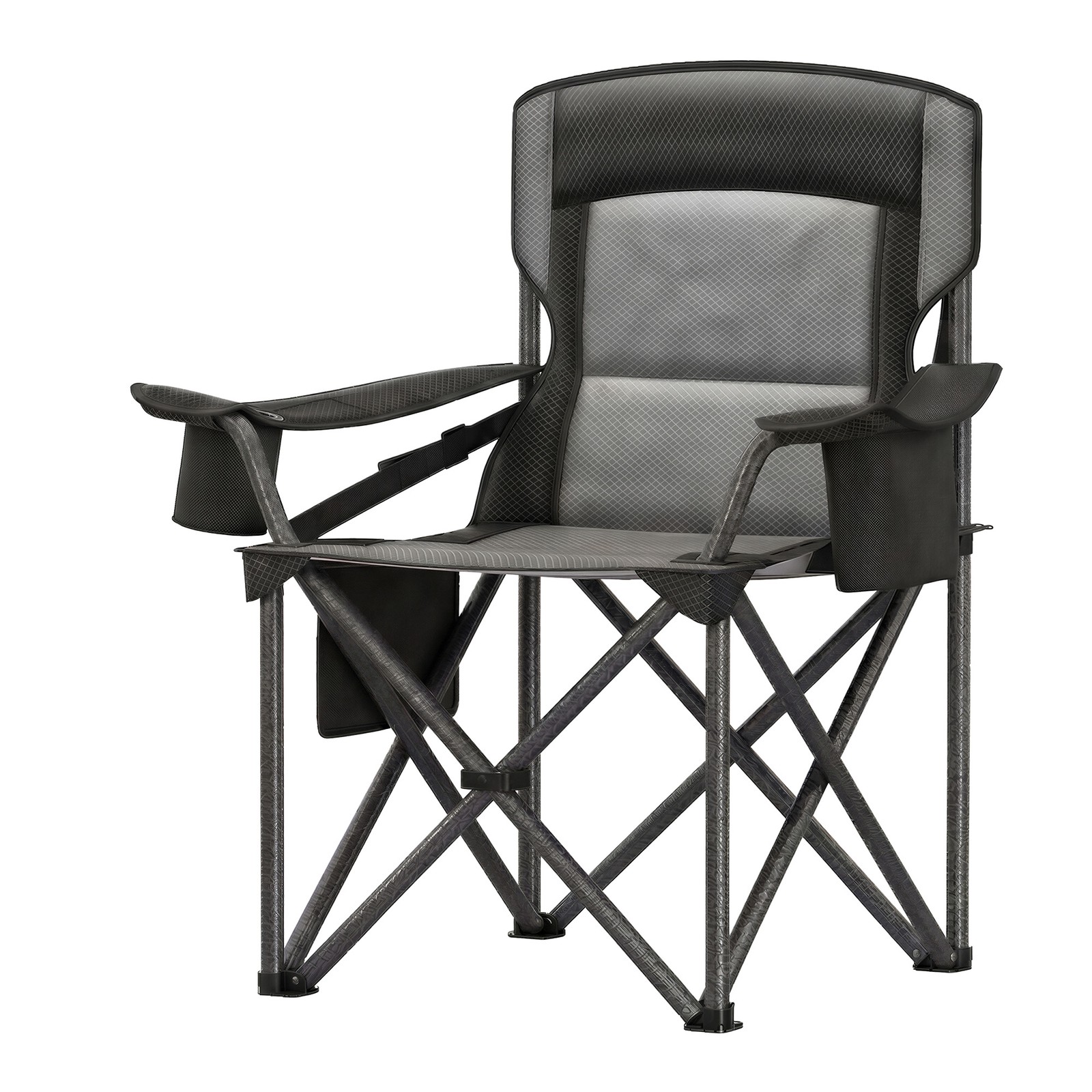 APEXBROOK Heavy-Duty Camping Chair with Lumbar Support - Black