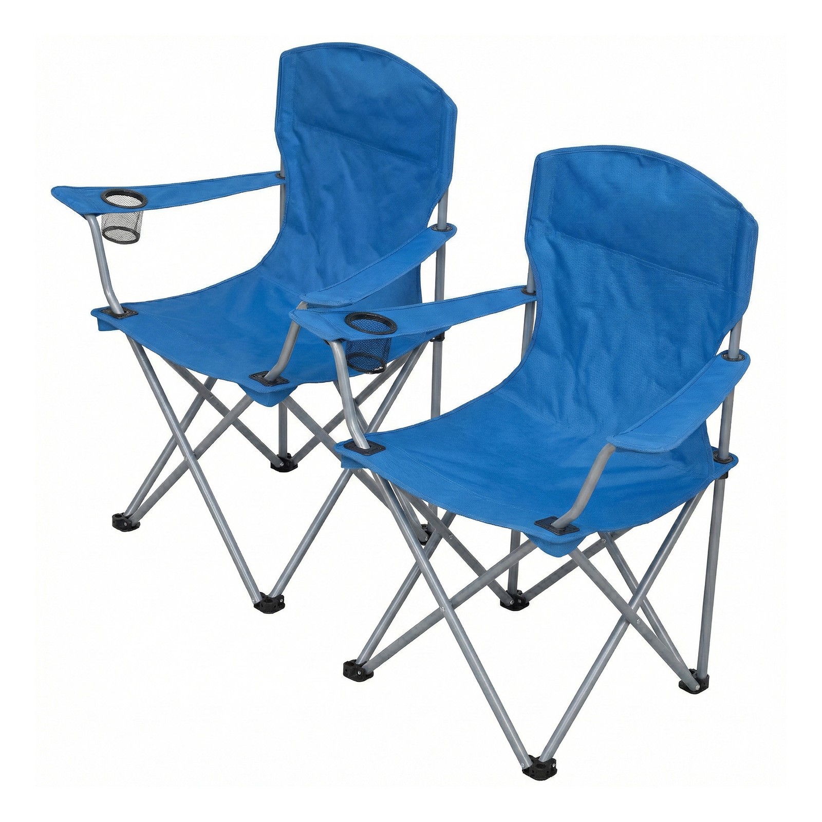 APEXCREST Set of 2 Heavy-Duty Folding Camping Chairs with Cup Holder - Blue
