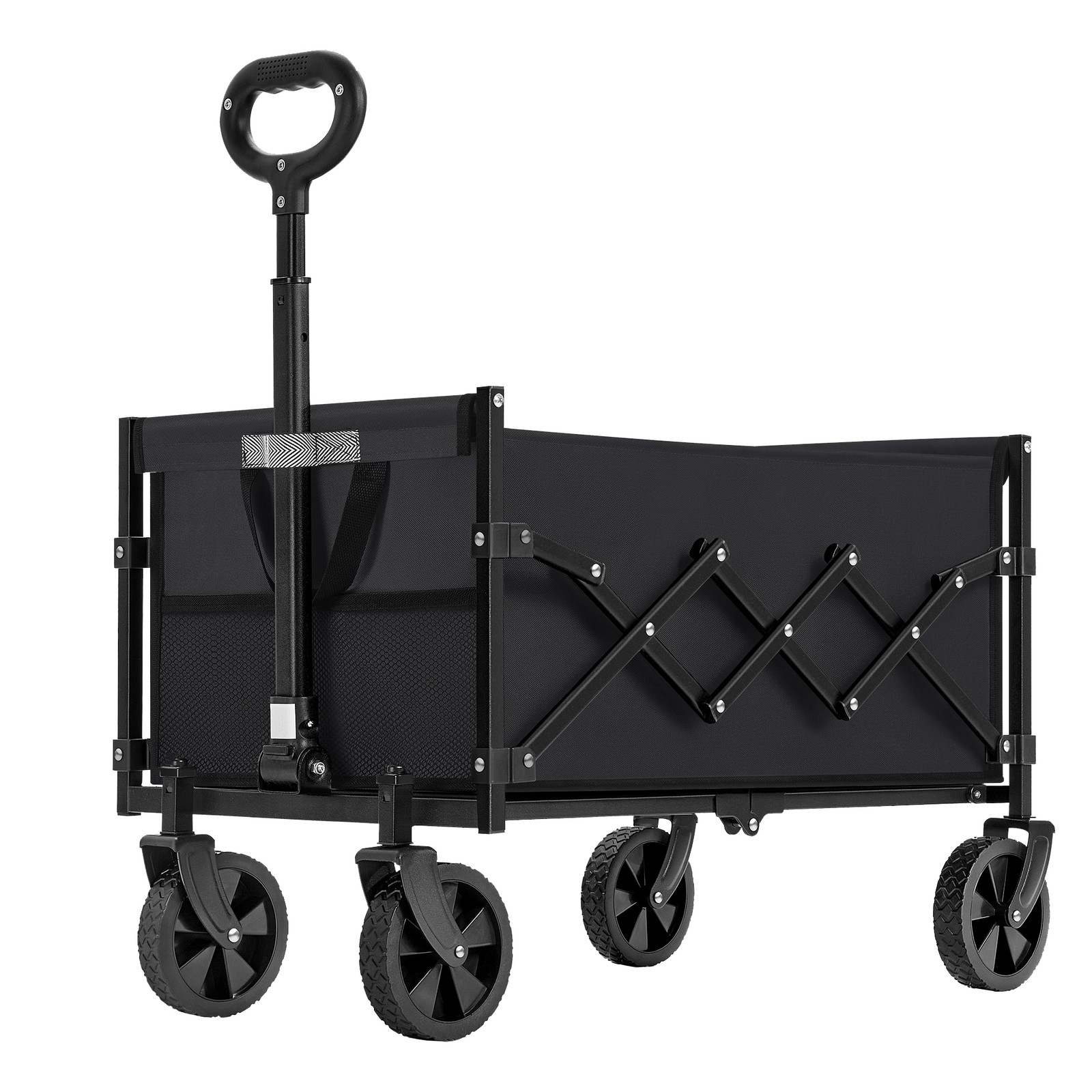 ELDCROSS Folding Utility Garden Wagon with Adjustable Handle - Black
