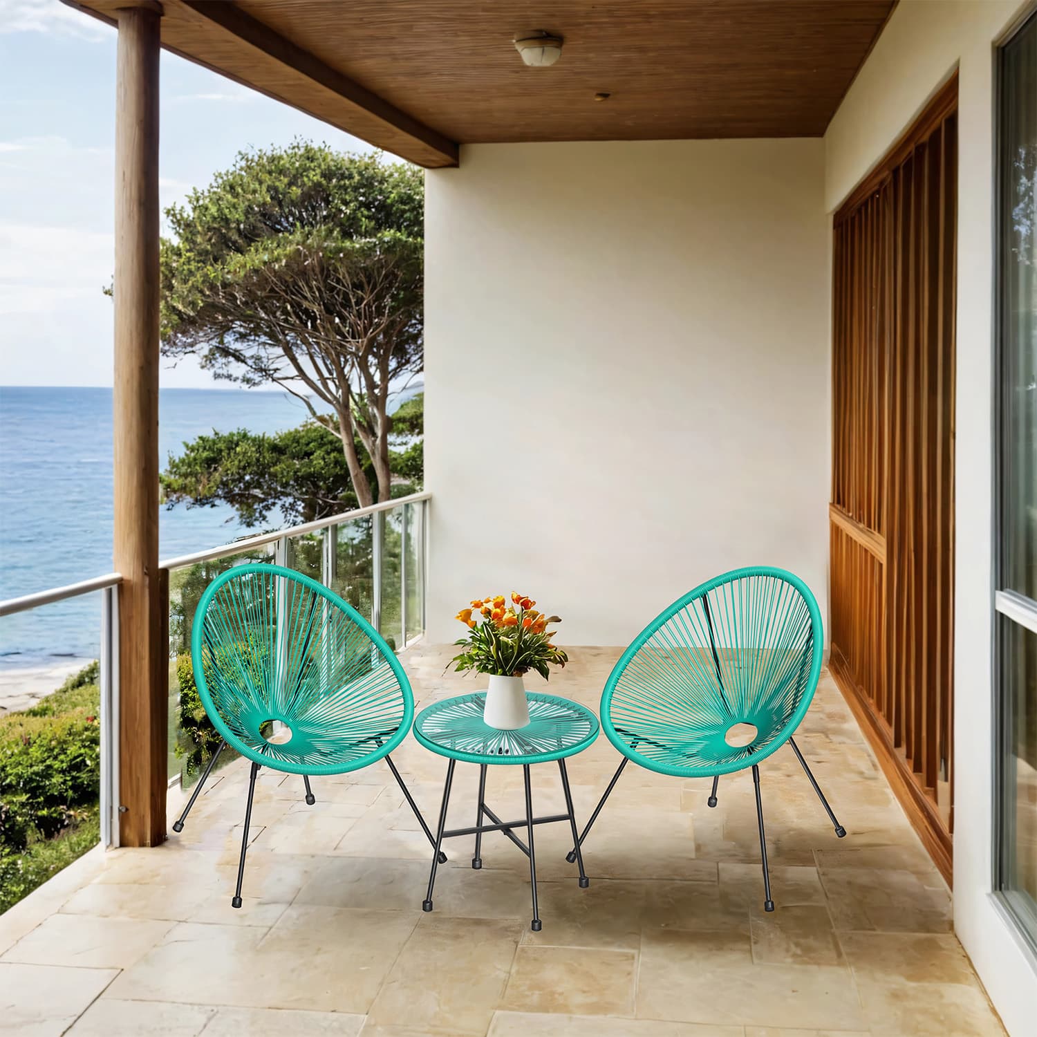 Patio Furniture Set - FIORIA Acapulco 3 Piece Outdoor Seating - Green
