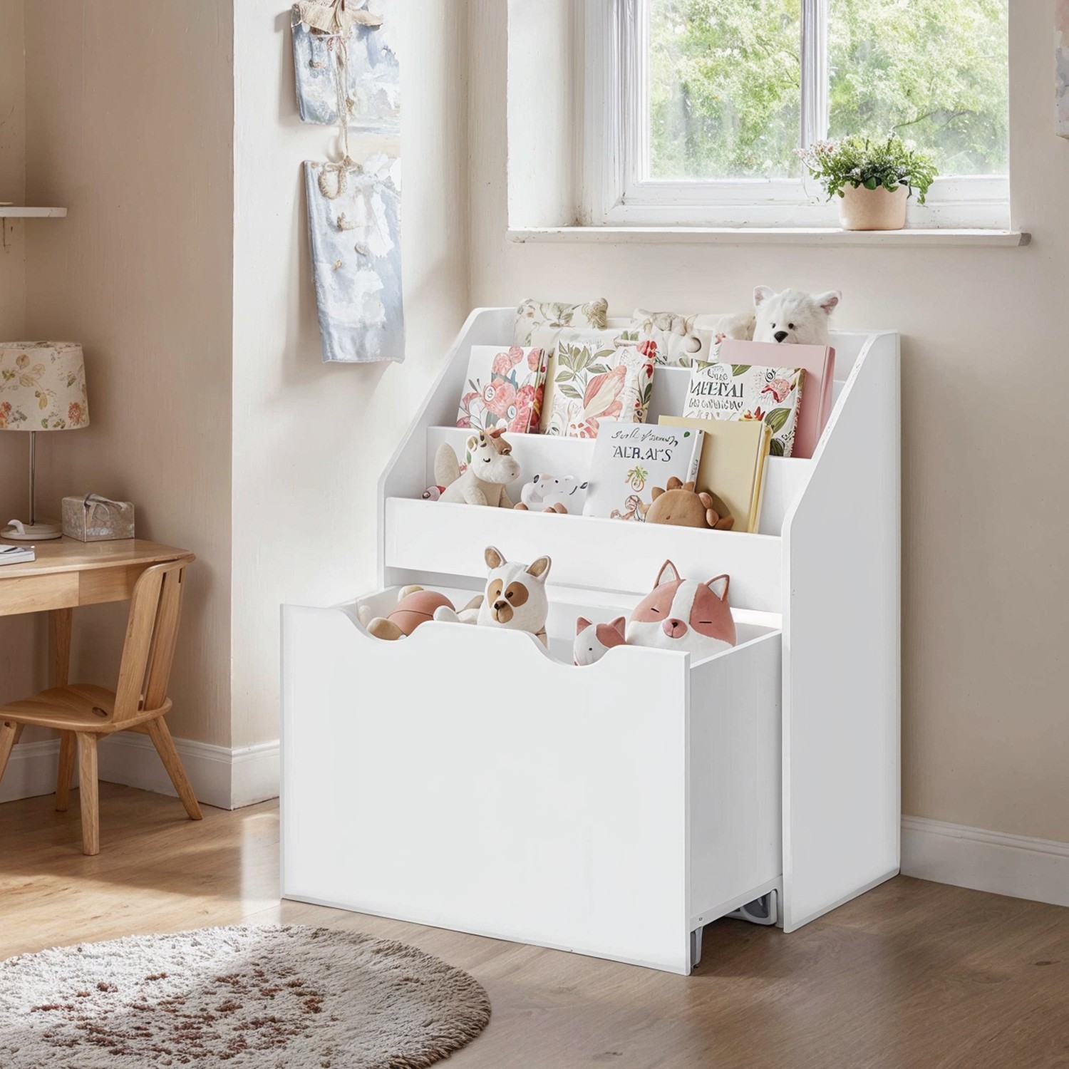 Toy Storage Rack - FIORIA Kids Bookshelf 3 Shelves Organiser - White